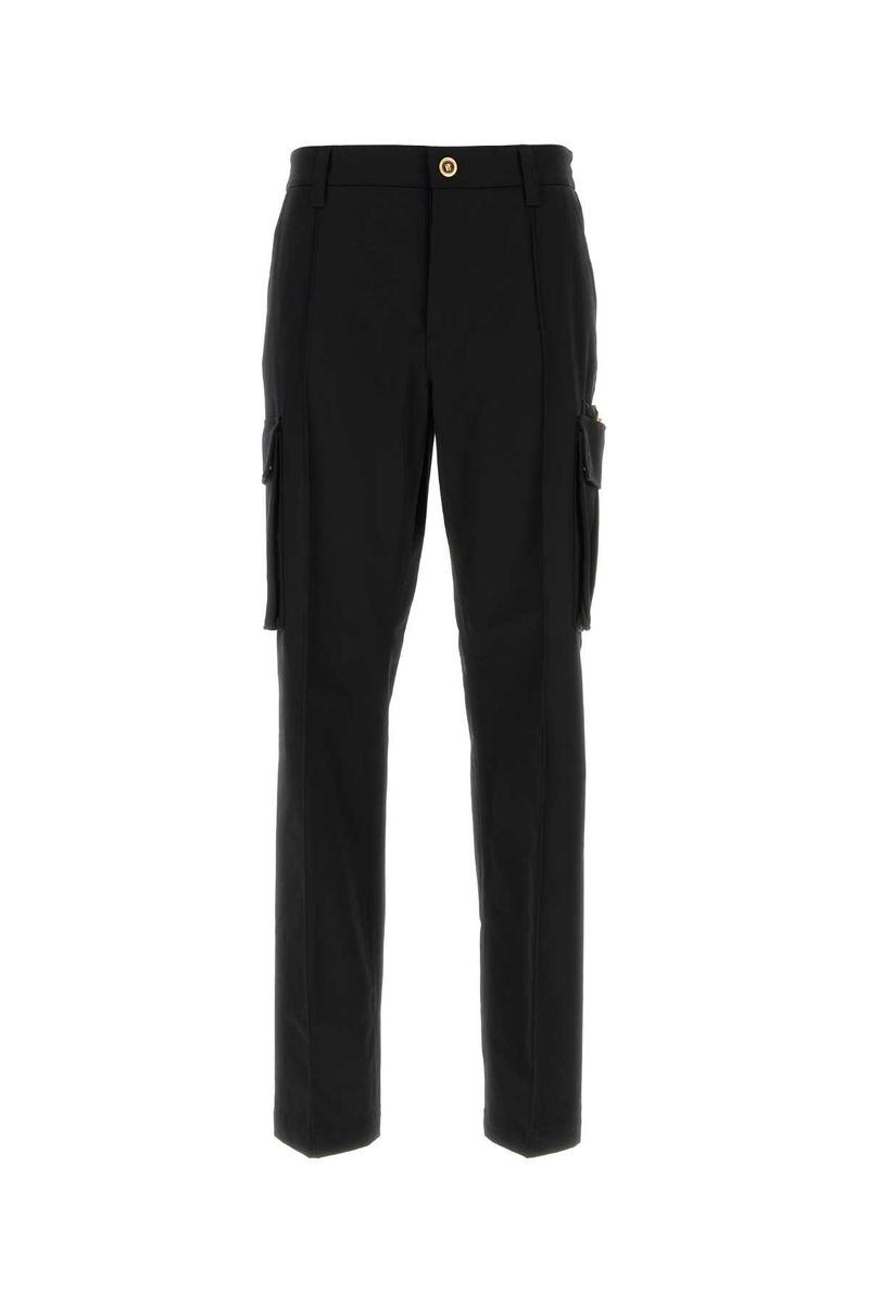 Versace Black Cotton Cargo Trousers