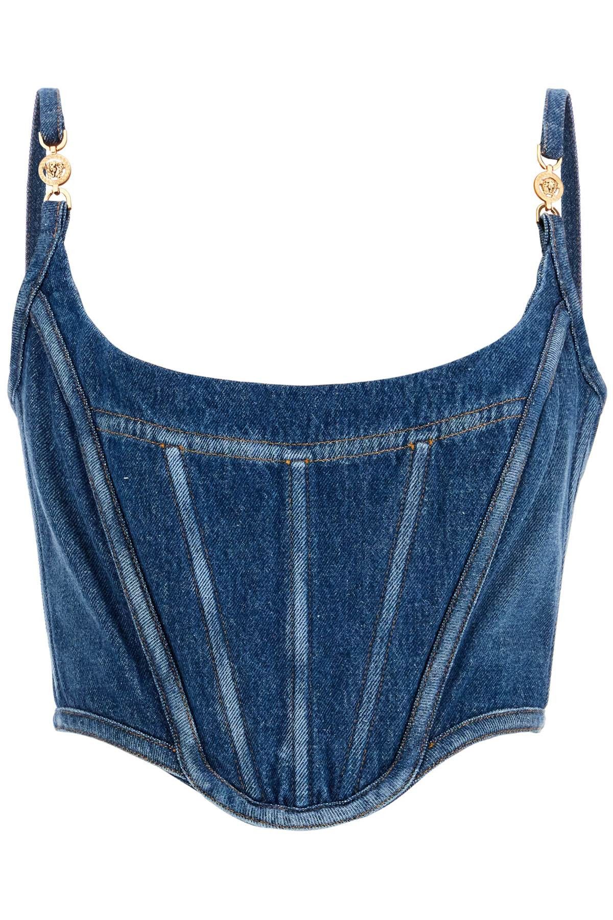 Versace Denim Top Corset With in Medium Blue, Women's (Size Small)