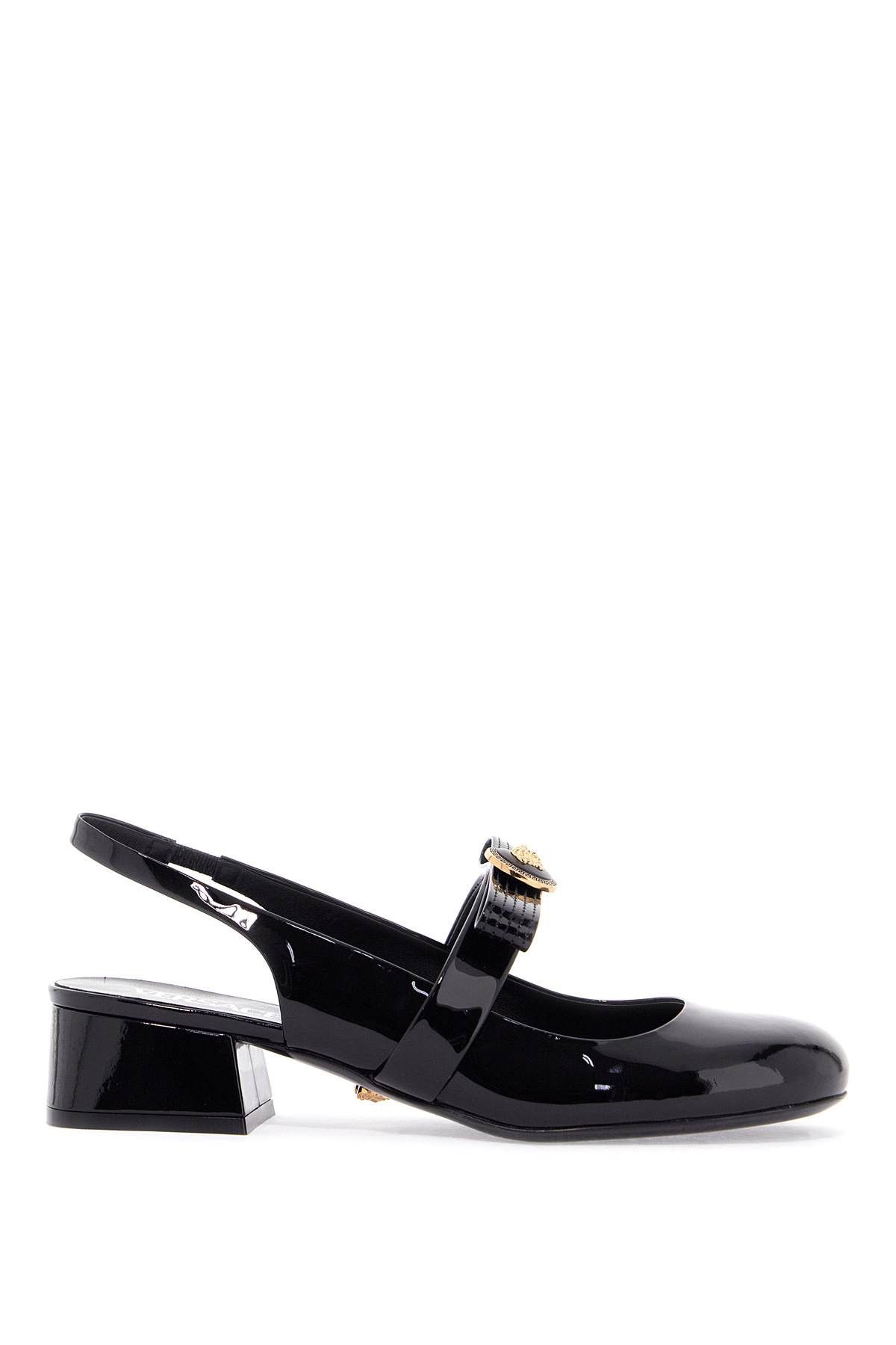 Versace Gianni Ribbon Slingback Shoes in Black, Women's (Size 8)