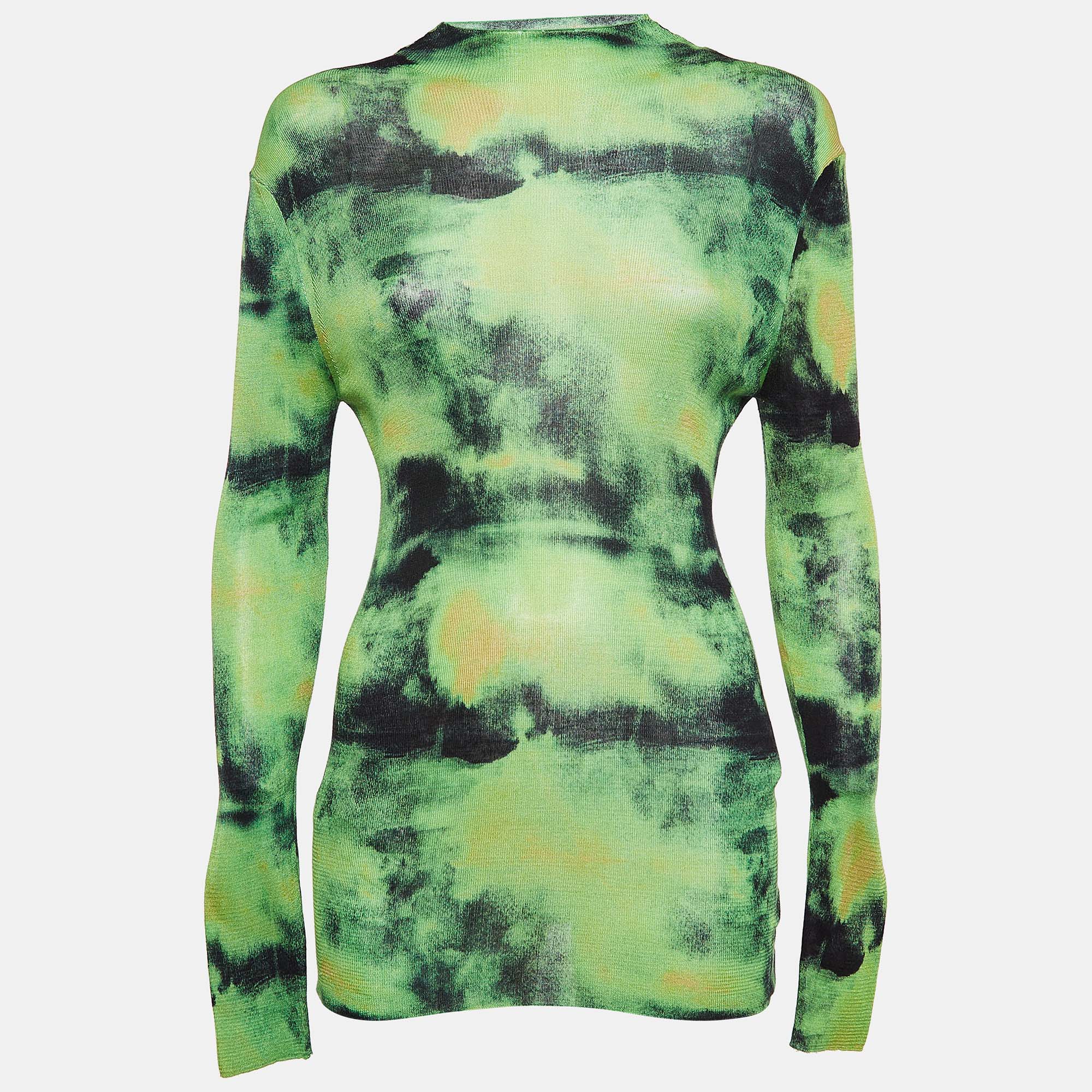 Versace Green Tie-Dye Silk Tie-Dye Sweatshirt M