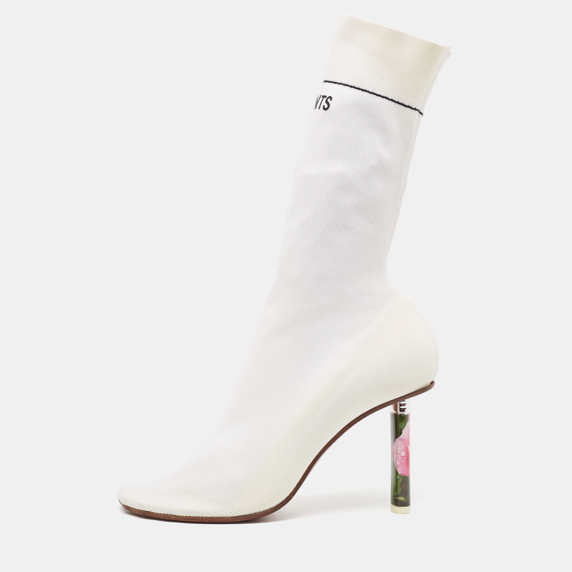 Vetements White Knit Fabric Sock Boots Size 39