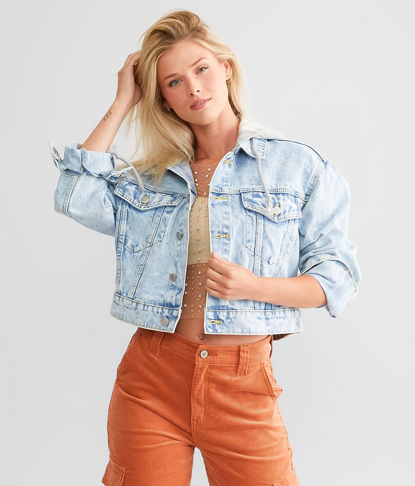 Veveret Cropped Denim Hooded Jacket