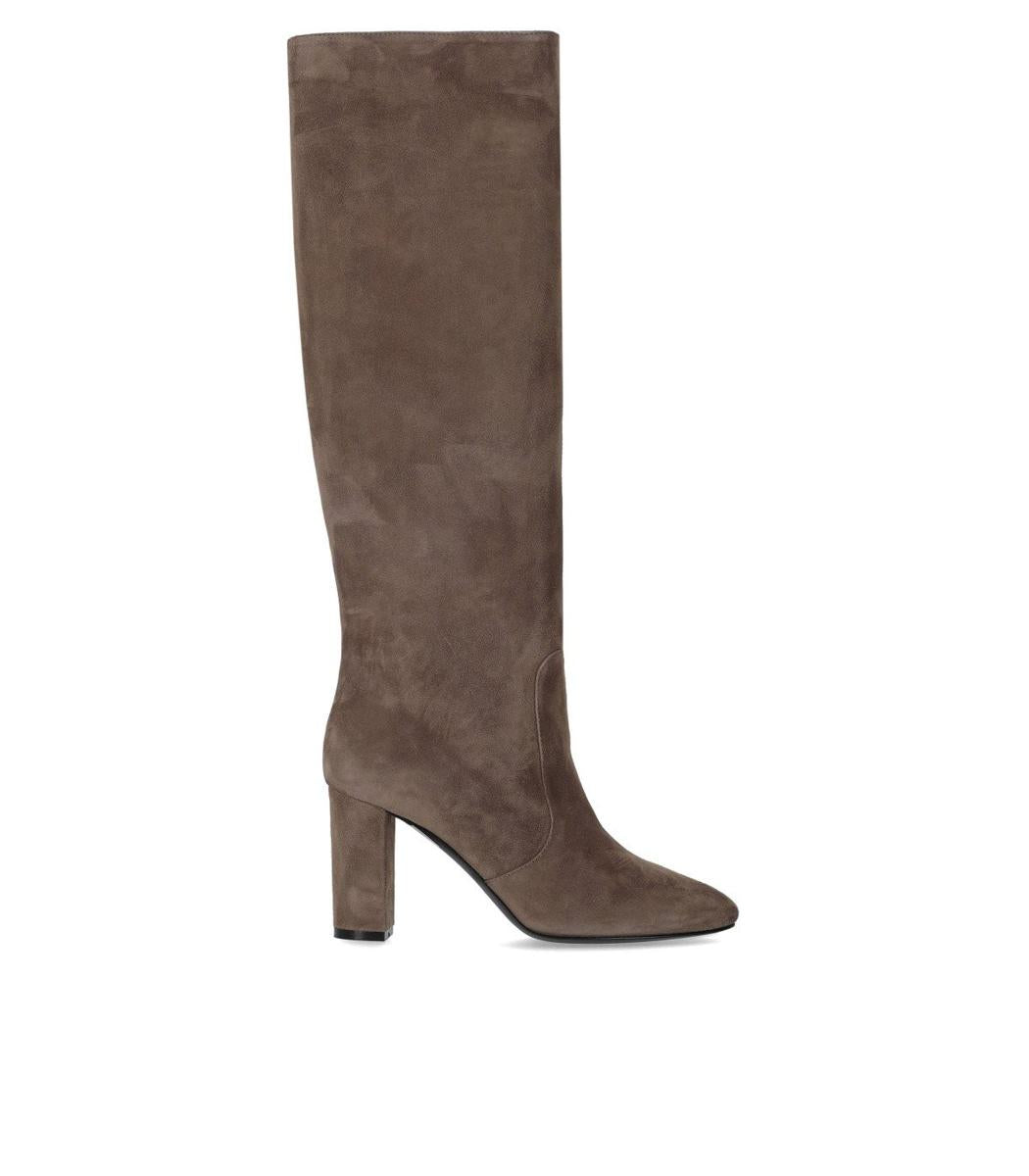 Via Roma 15 Grey Suede Heeled High Boot