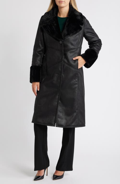 Via Spiga Faux Shearling Coat in Black at Nordstrom, Size Small