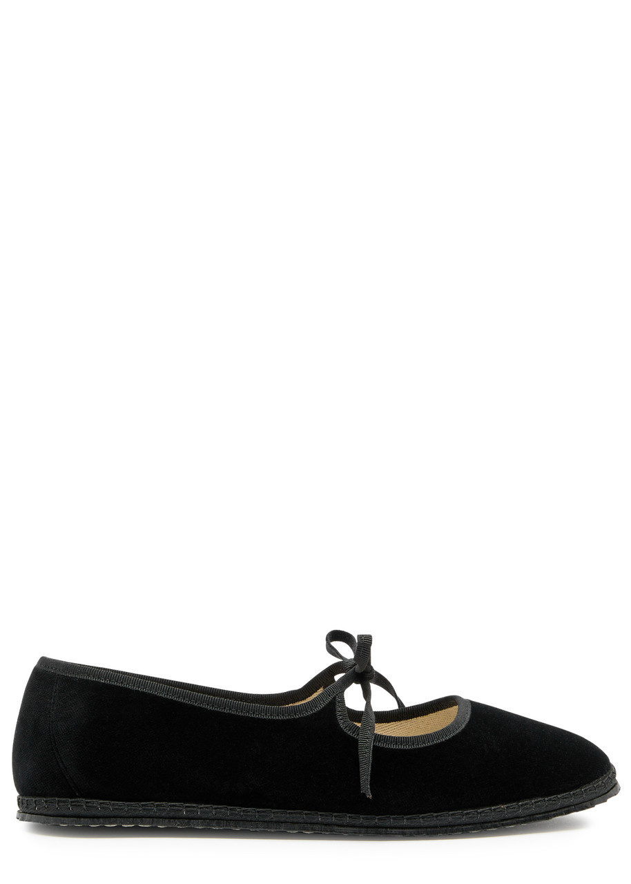 Vibi Venezia Brigitte Velvet Ballet Flats - Black - 39 (IT39/ UK6)