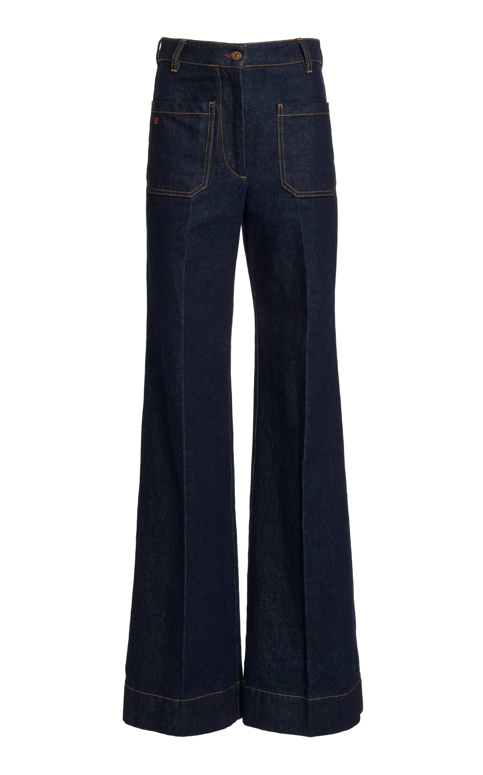 Victoria Beckham - Alina Denim Flared Pants - Navy - 28 - Moda Operandi