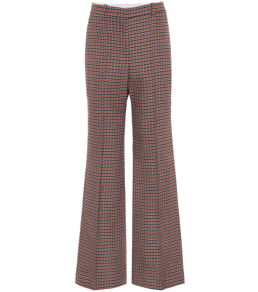 Victoria Beckham Checked high-rise flared wool pants