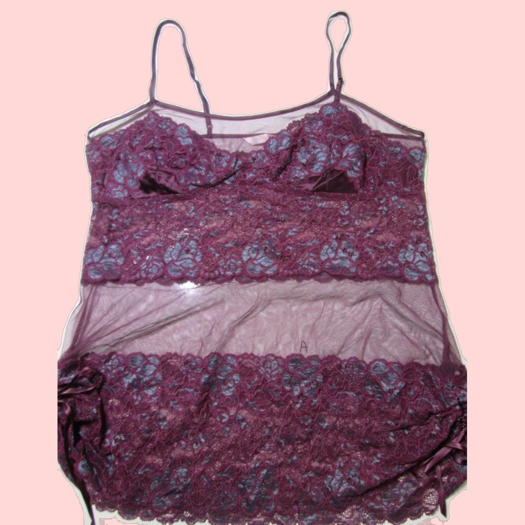 Victorias Secret Burgundy Floral Lace Sheer Camisole Wireless Victoria Secret Lingerie Size M in White, Women's