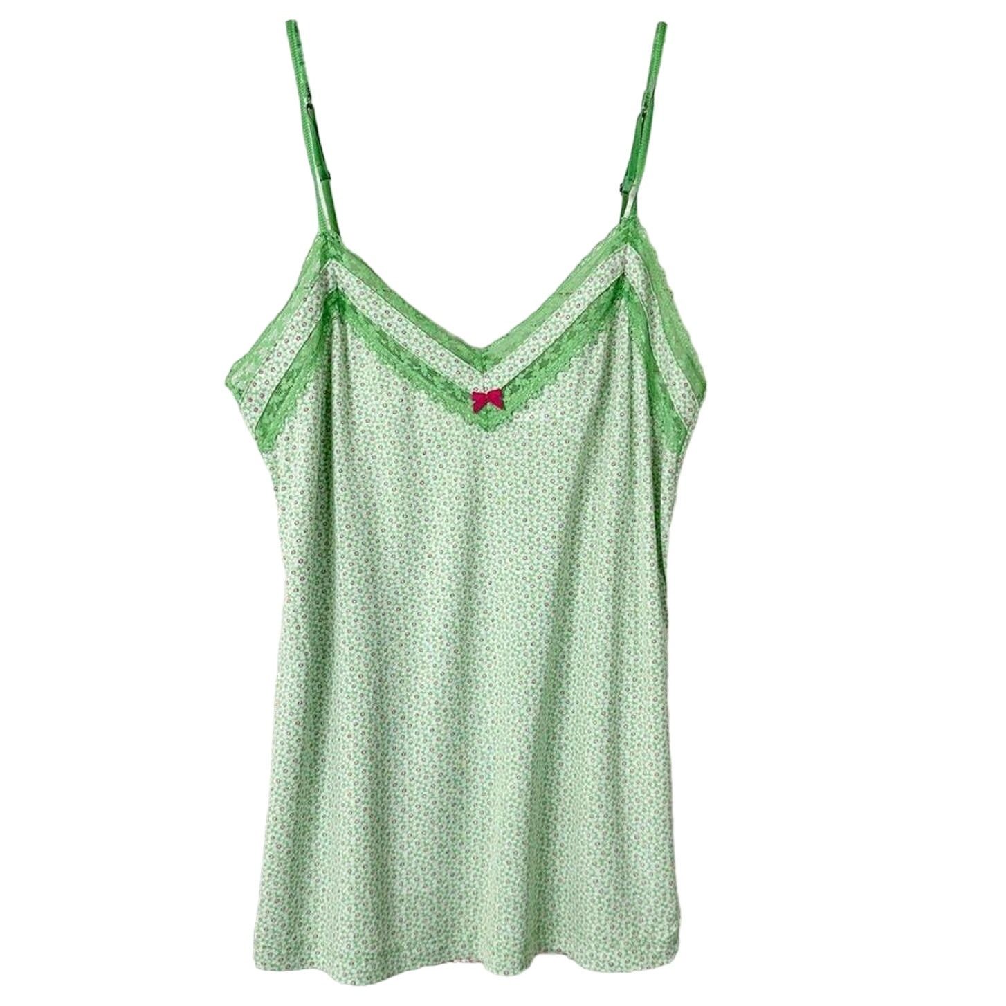 Victorias Secret Victoria's Secret Women's Floral V-Neck Camisole Green Small