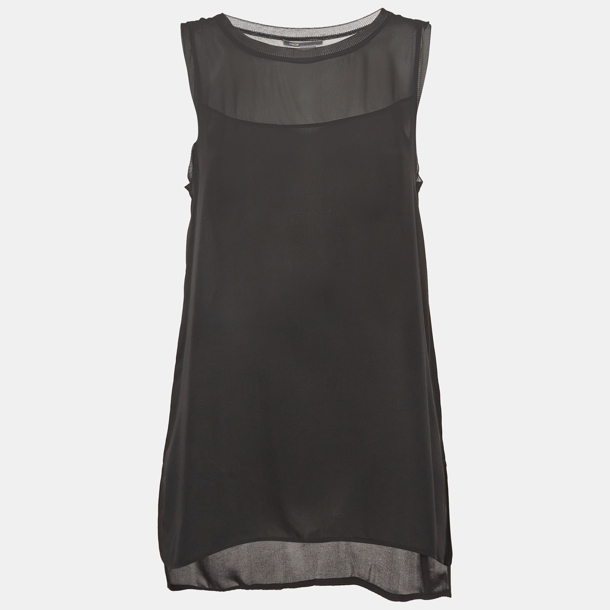 Vince Black Chiffon Sheer Tank Top M