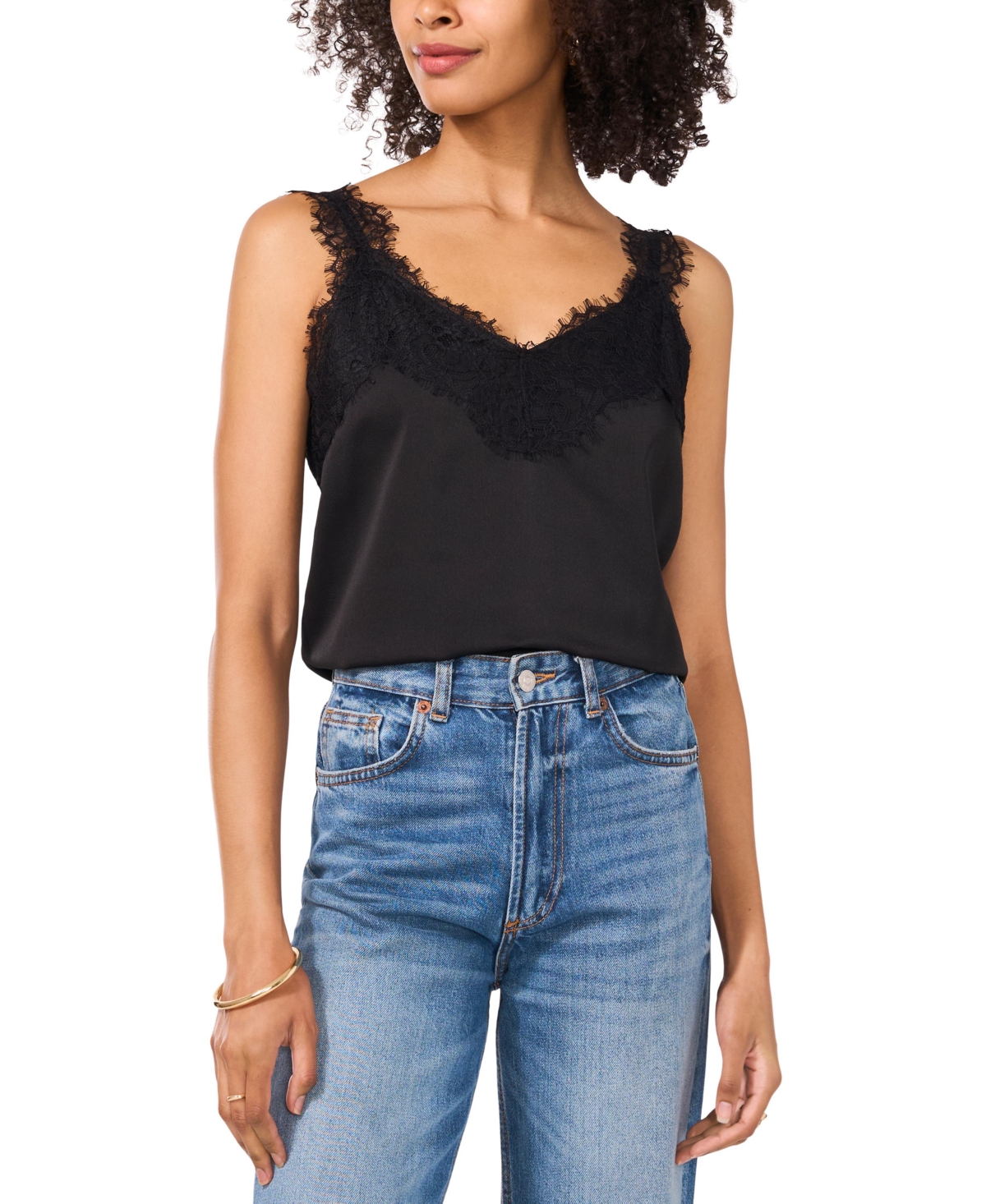 Vince Camuto Women's Lace-Trim Camisole - Rich Black