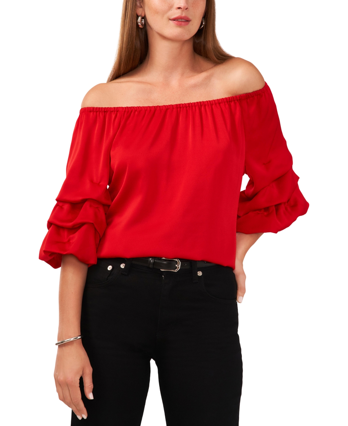 Vince Camuto Women's Off-The-Shoulder Bubble-Sleeve Top - Ultra Red