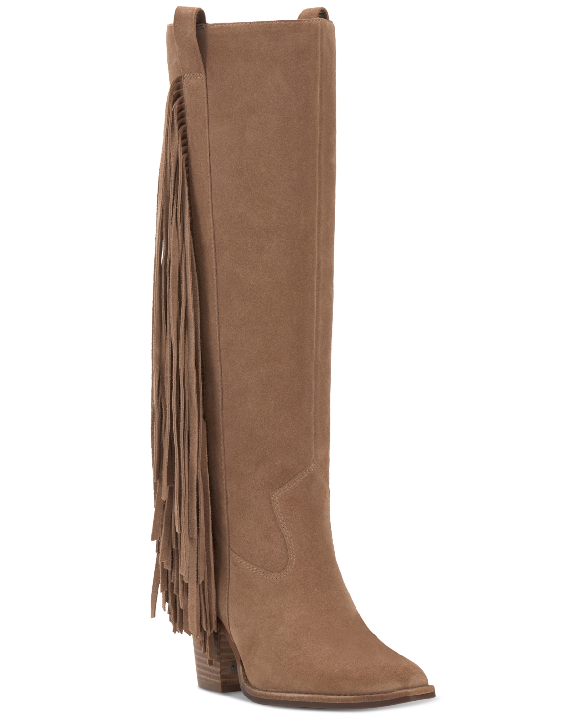 Vince Camuto Women's Pelia Wide-Calf Fringe Knee-High Cowboy Boots - Oyster