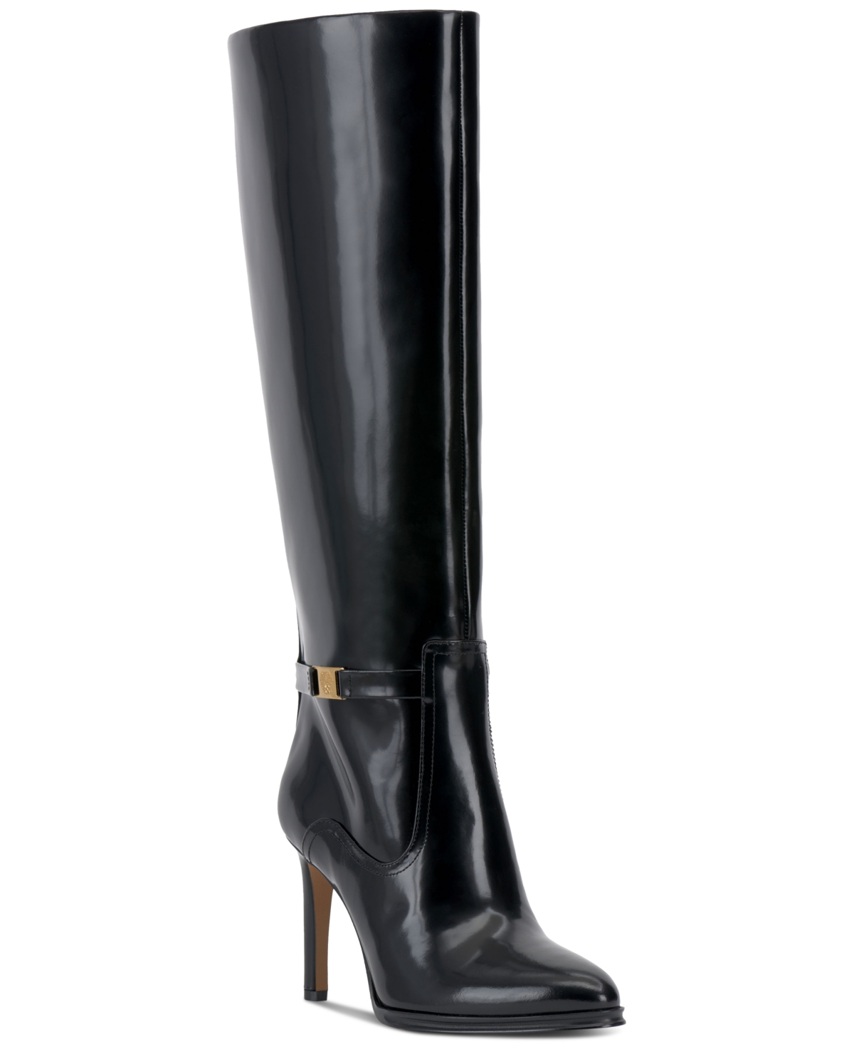 Vince Camuto Women's Skylie Extra Wide-Calf Knee-High Stiletto Dress Boots - Black Box Patent