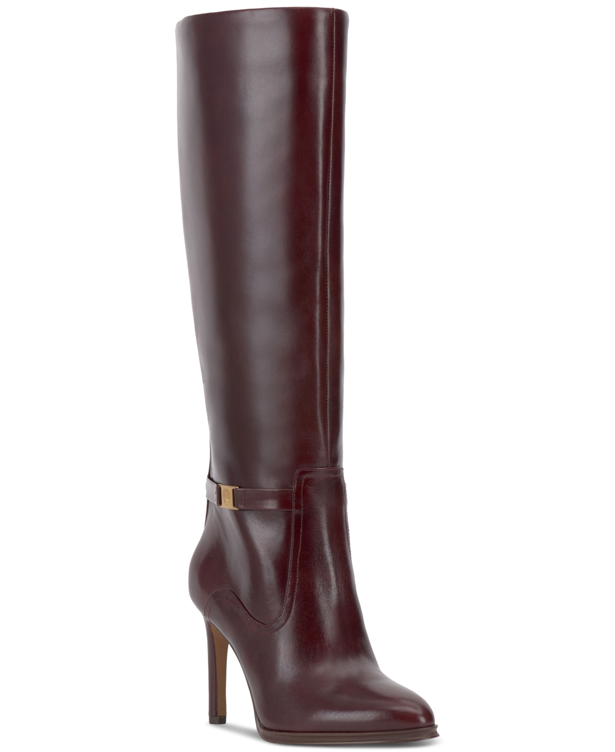 Vince Camuto Women's Skylie Extra Wide-Calf Knee-High Stiletto Dress Boots - Dark Mahogany Leather