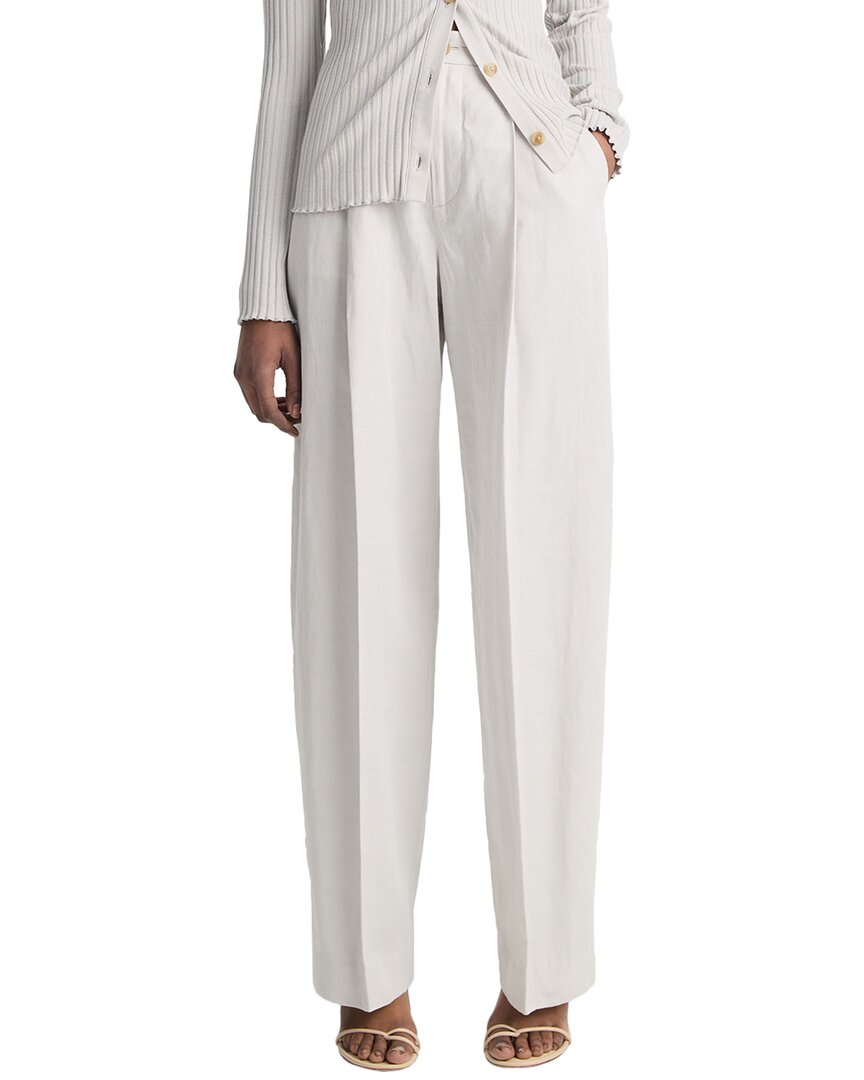 Vince High-Waist Casual Tailored Wide Leg Linen-Blend Pant