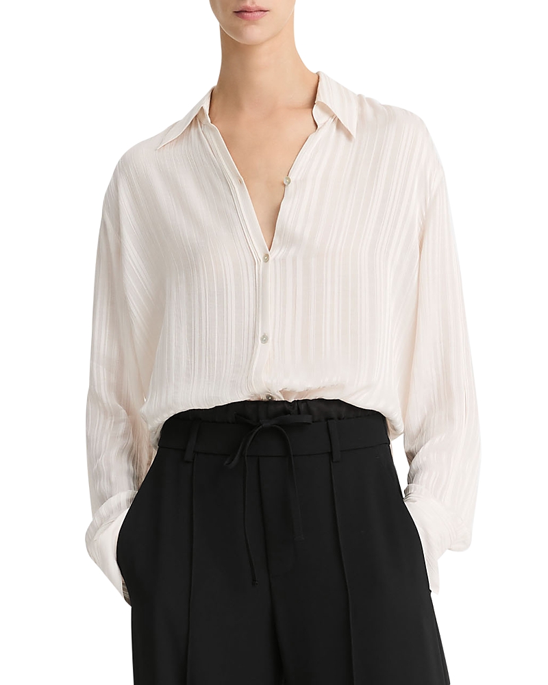 Vince Sheer Stripe Pintuck Shirt