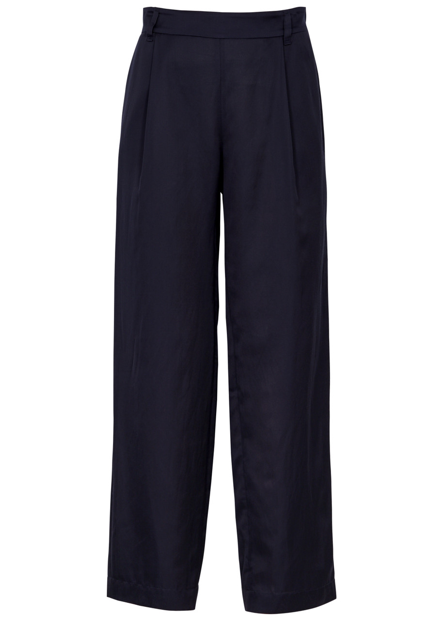 Vince Straight-leg Silk-blend Trousers - Navy - L