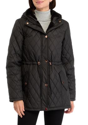 Vine & Valley Women's Diamond Quilted Anorak Jacket, Black, Small