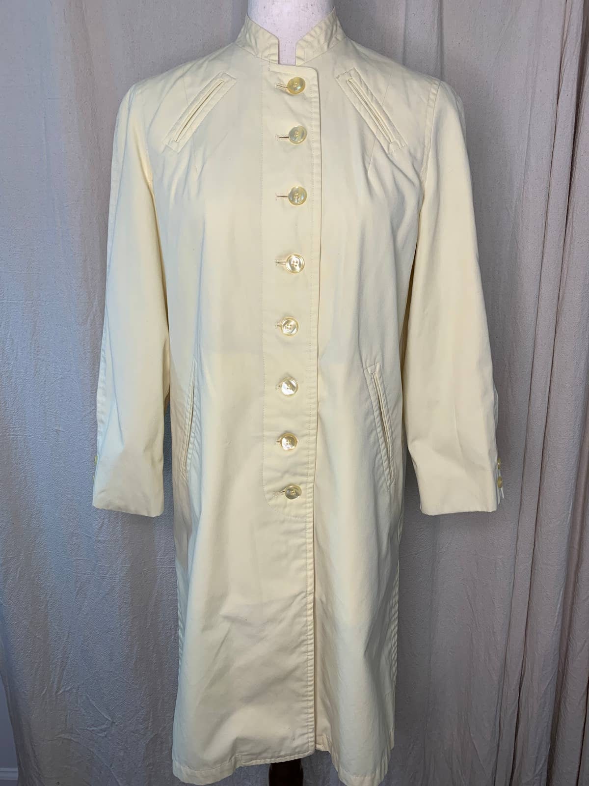 Vintage 1960S Serbin Dry Dock Pastel Yellow Spring Mod Nautical Trench Coat S