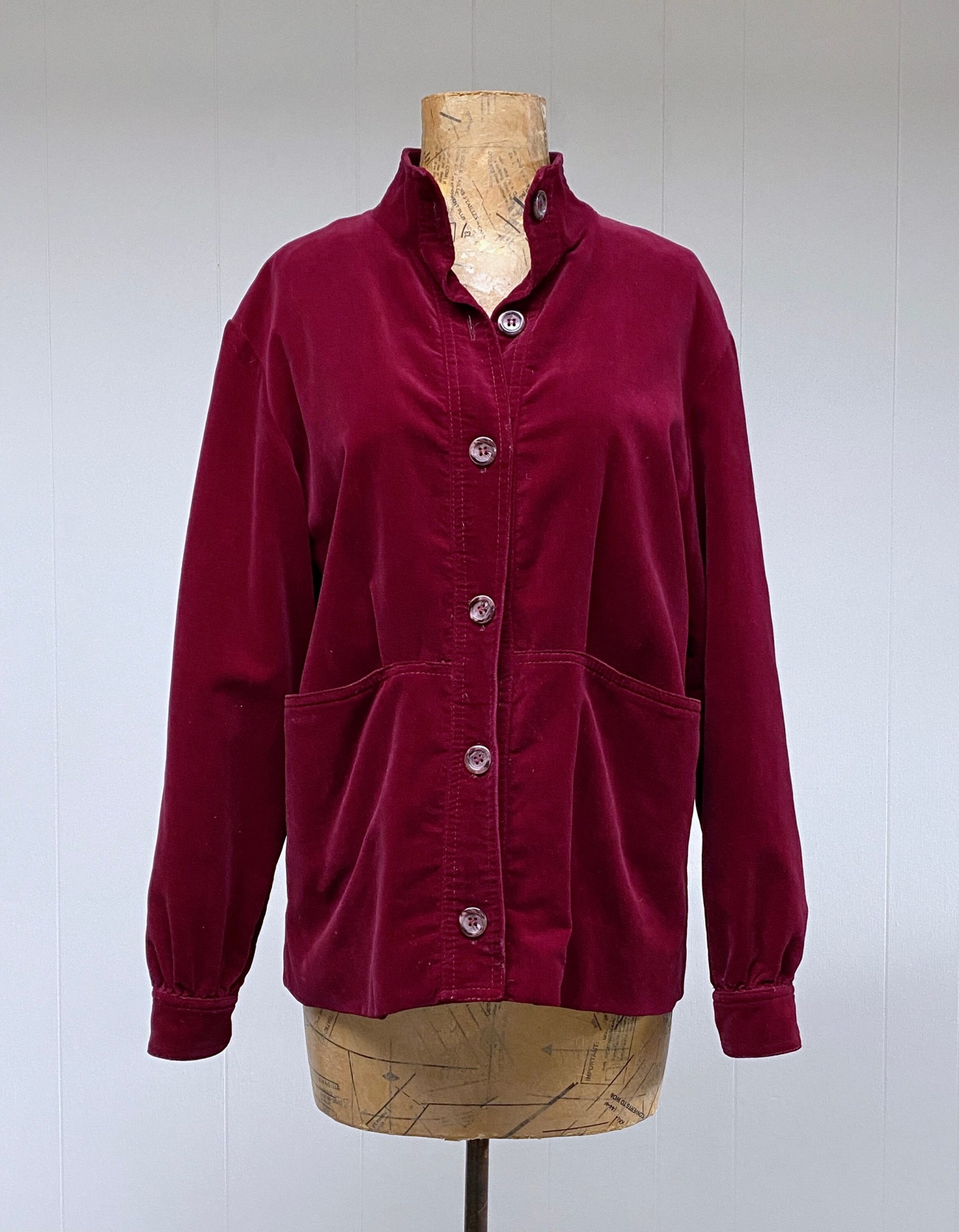 Vintage 1970S Maroon Cotton Velvet Shacket, California Casual Shirt Jacket, Medium 40" Bust, Vfg