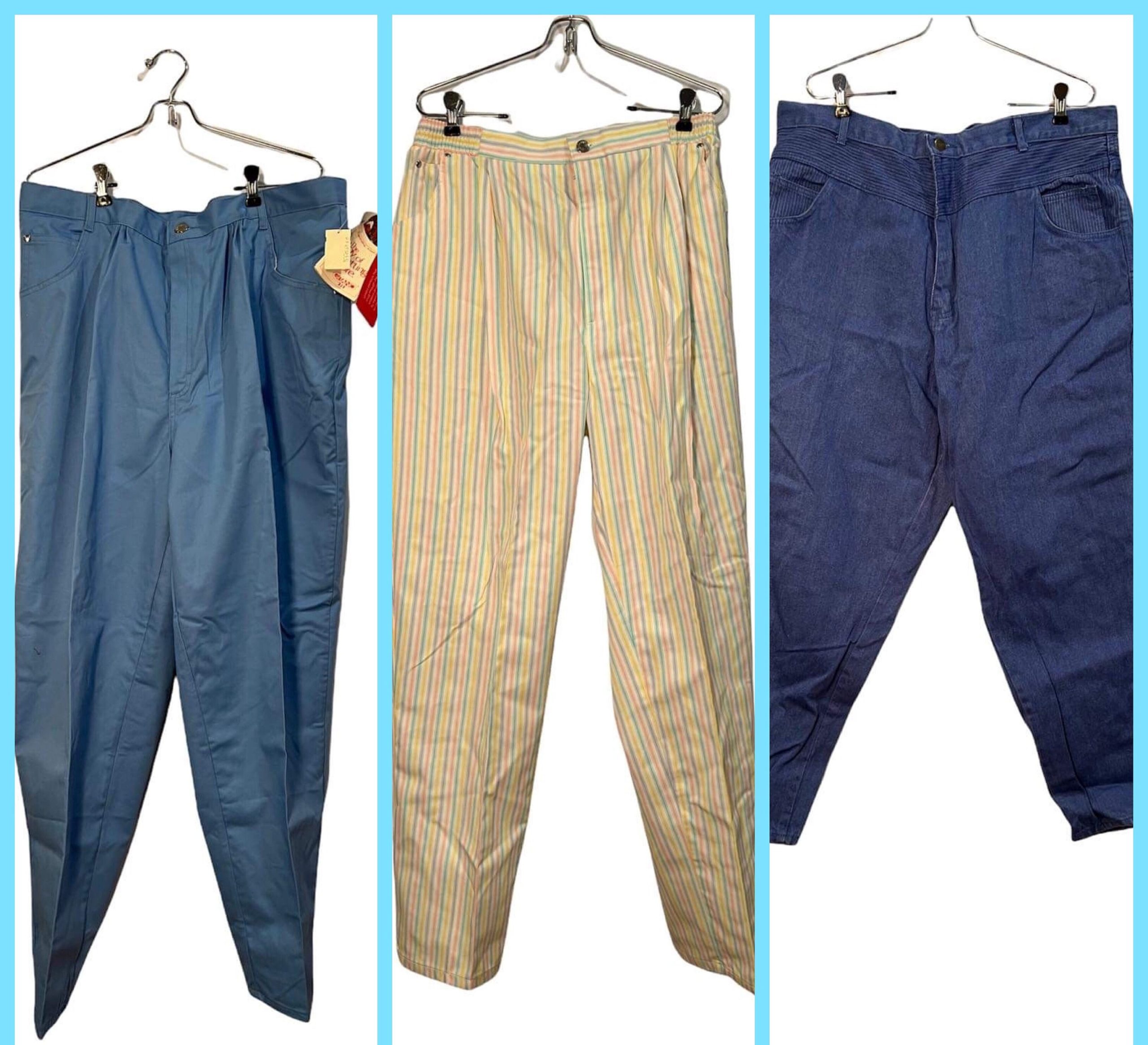 Vintage 1980S Gitano Pants New Old Stock Plus Size Mom Jeans Blue Pastel Striped Denim 3 Pairs Sold Separately