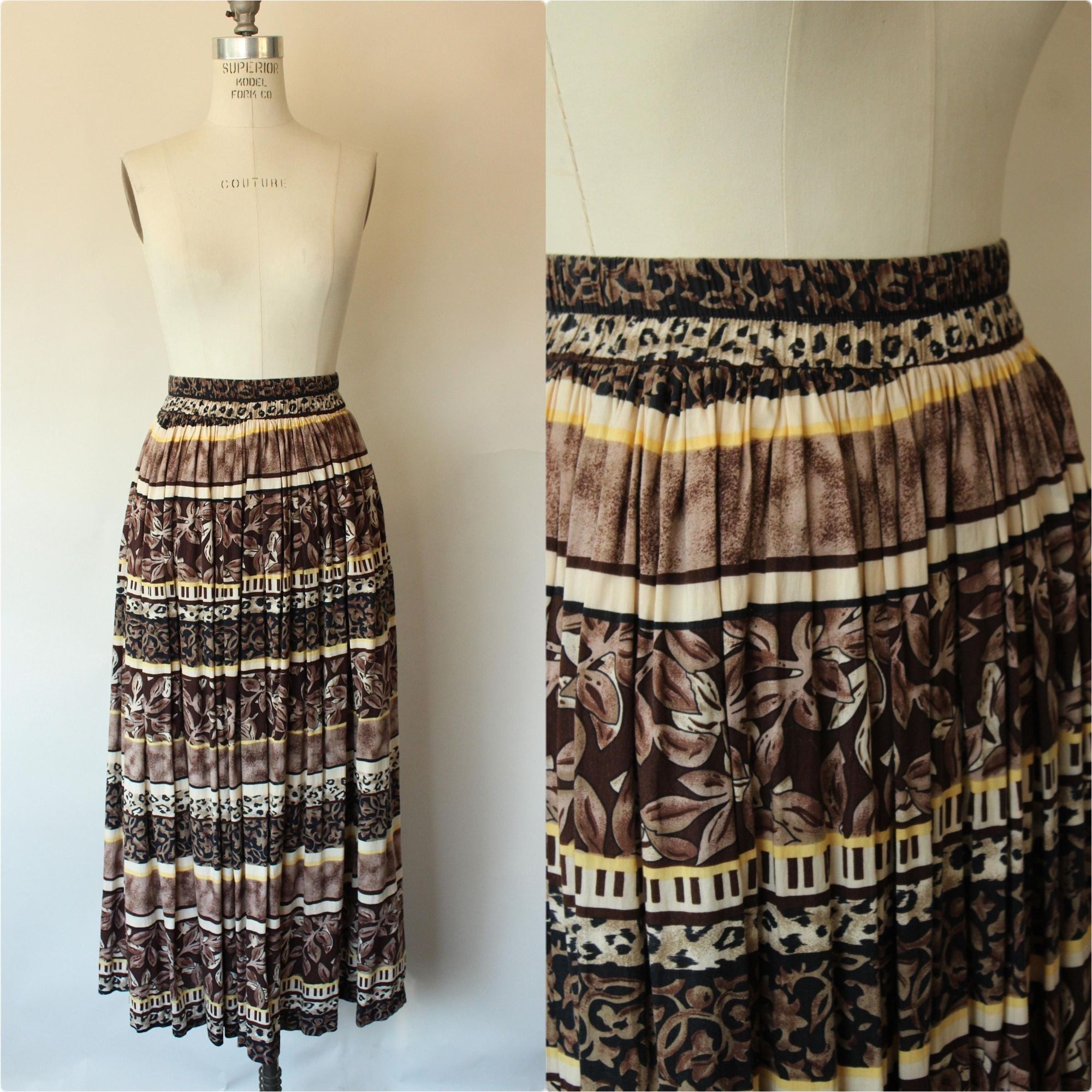 Vintage 1990S Skirt, Brookridge Black And Brown Full Circle, Women's (Size 28)