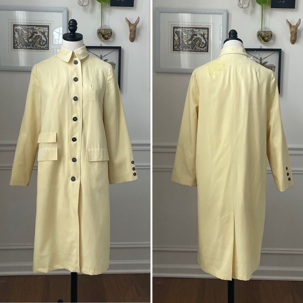 Vintage 60S 70's Carol Brent Pastel Yellow Raincoat S M, Women's (Size Medium)