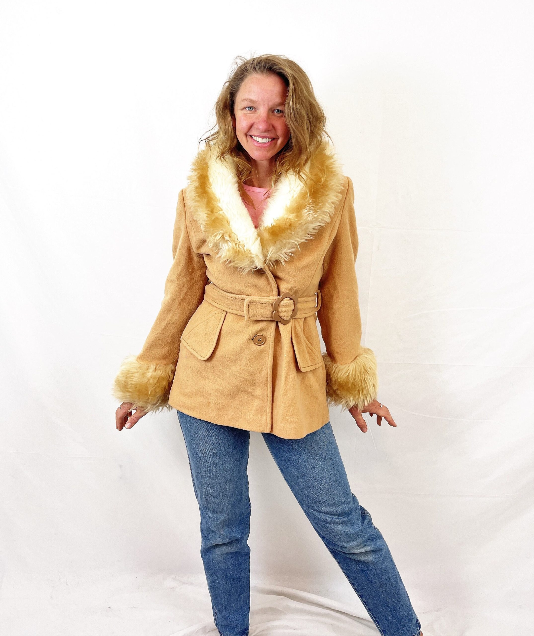 Vintage 60S Suede Sheepskin Shearling Union Made Coat