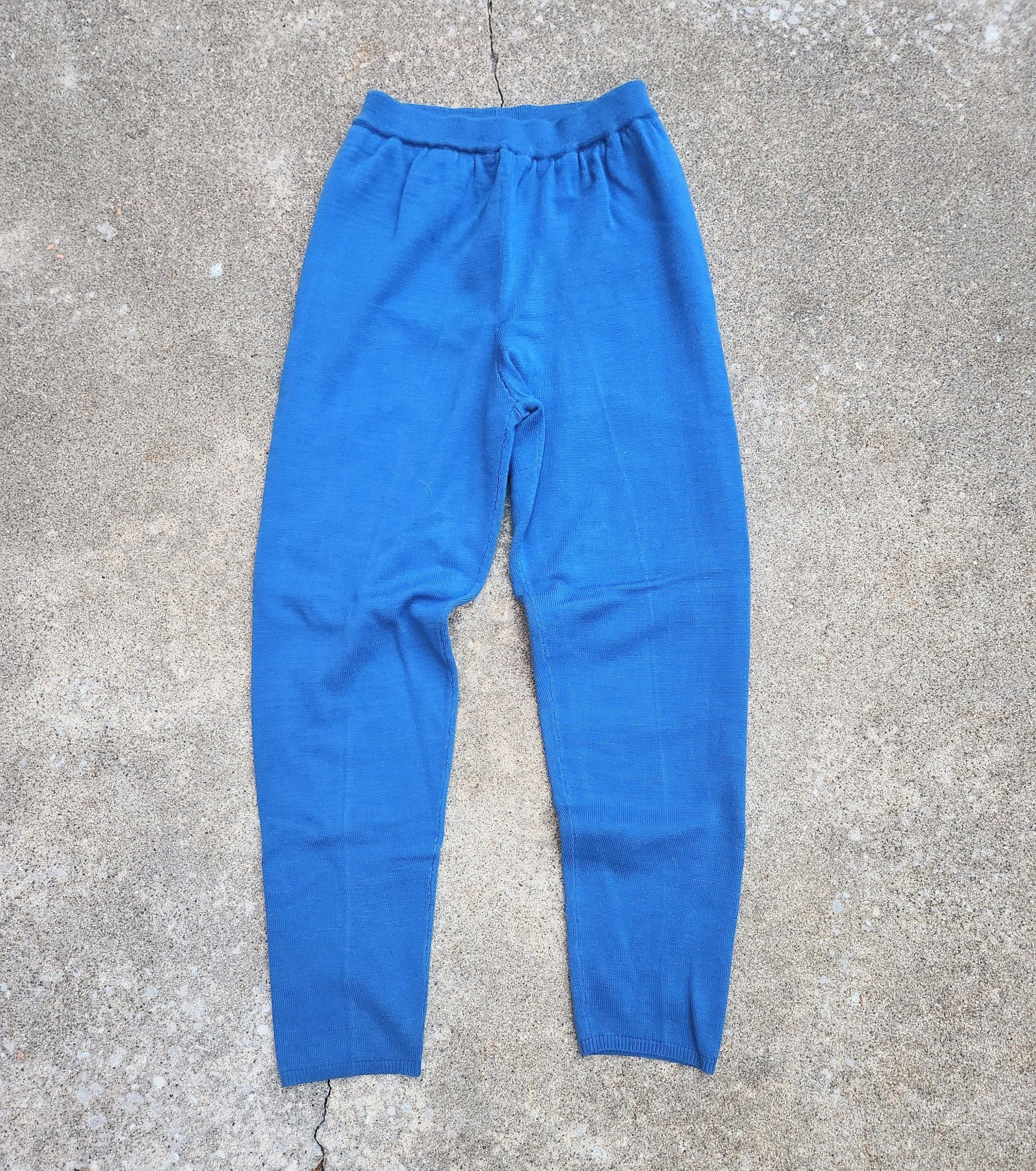 Vintage 70's, Blue, Satin Lined, Elastic Waist, Joggers, Trousers, Pants