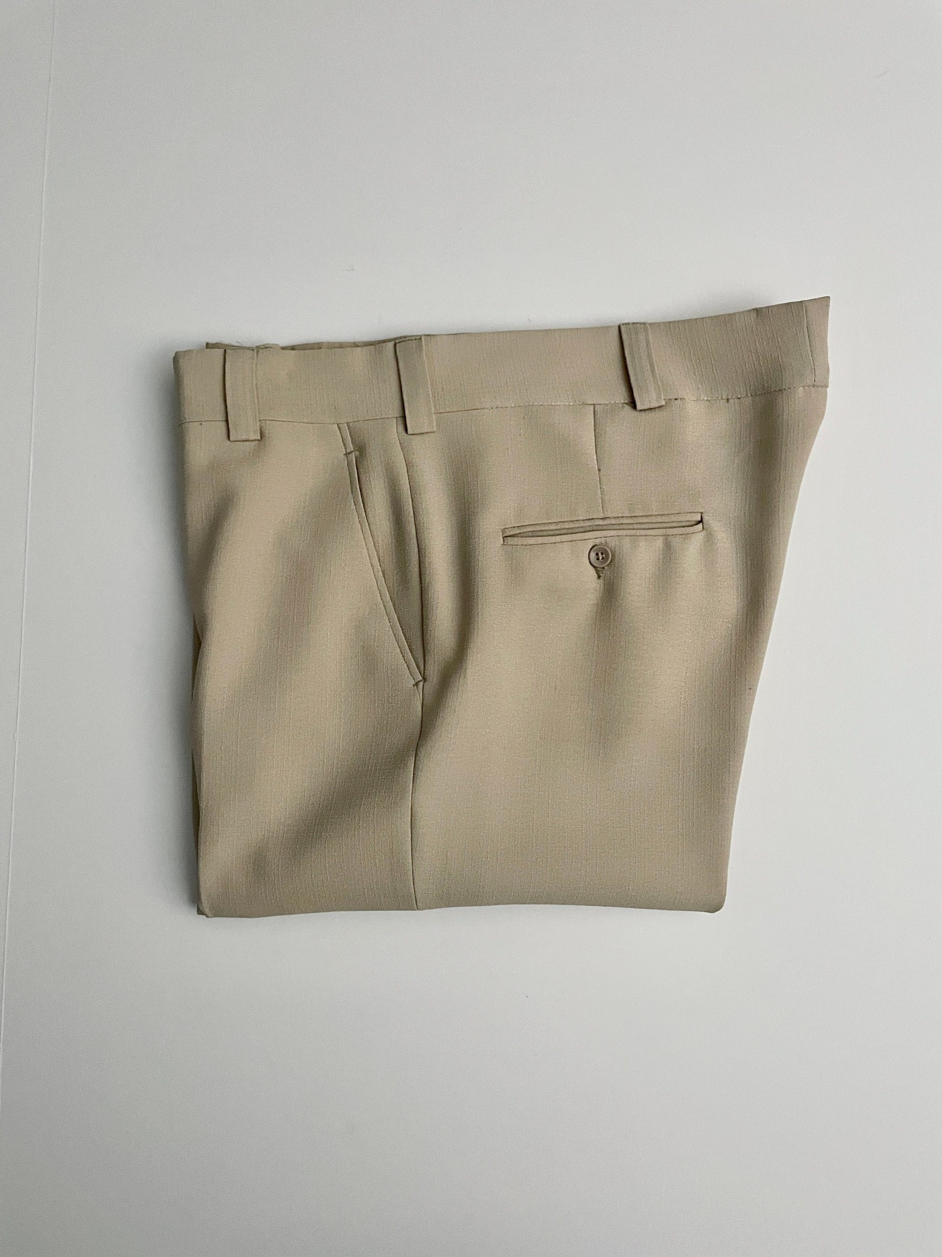 Vintage 70's Tan, Polyester, Bootcut, Pants, Long | W36