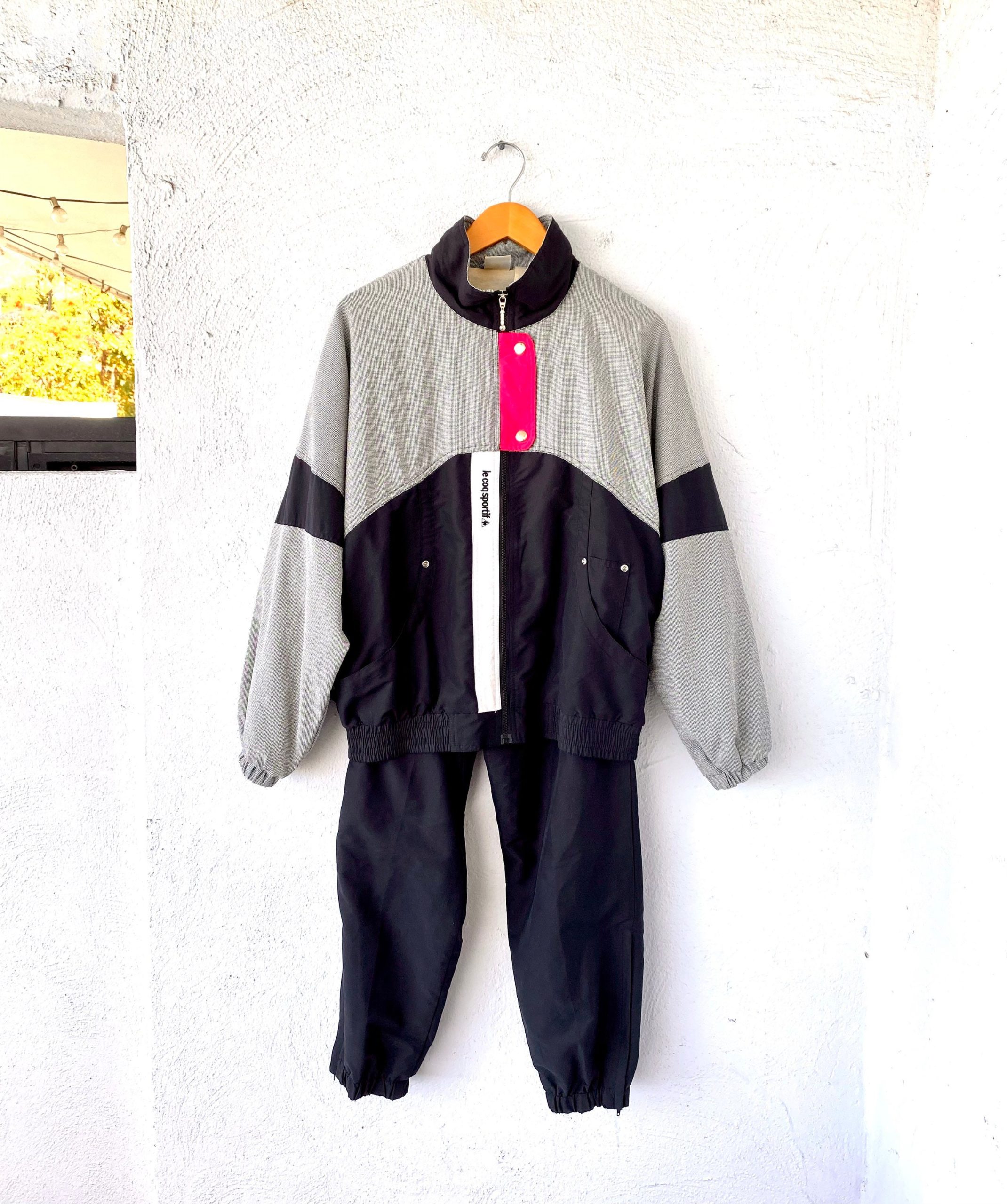 Vintage 80S 90S Le Coq Sportif Windbreaker Jacket Track Pants Set Outfit