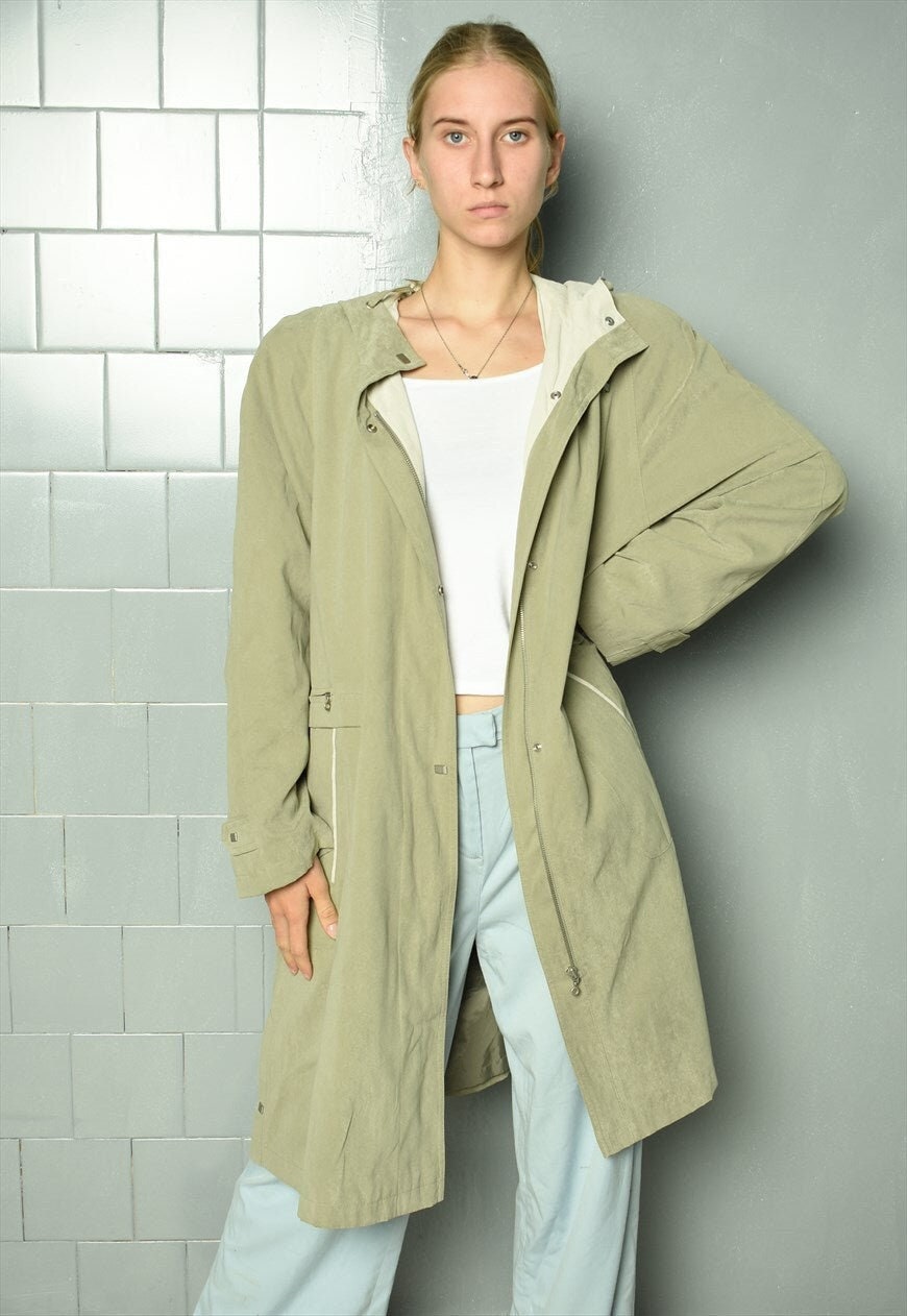 Vintage 80S Classic Cut Mac Trench Hooded Coat Parka Pastel