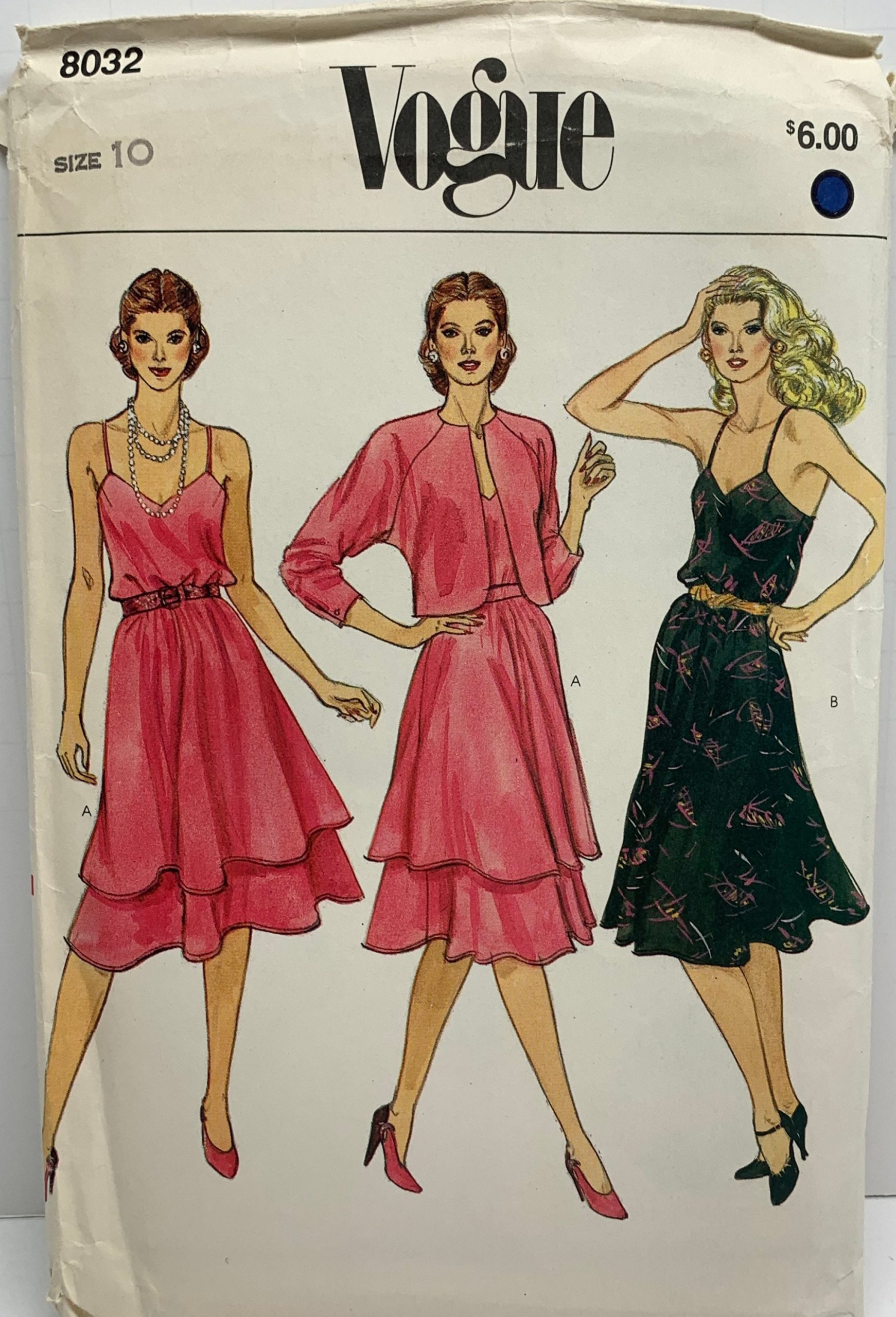 Vintage 80S Vogue 8032 Sewing Pattern Womens Misses Dressy Jacket Skirt & Camisole Top Size 10 Bust 32.5 Uncut Ff