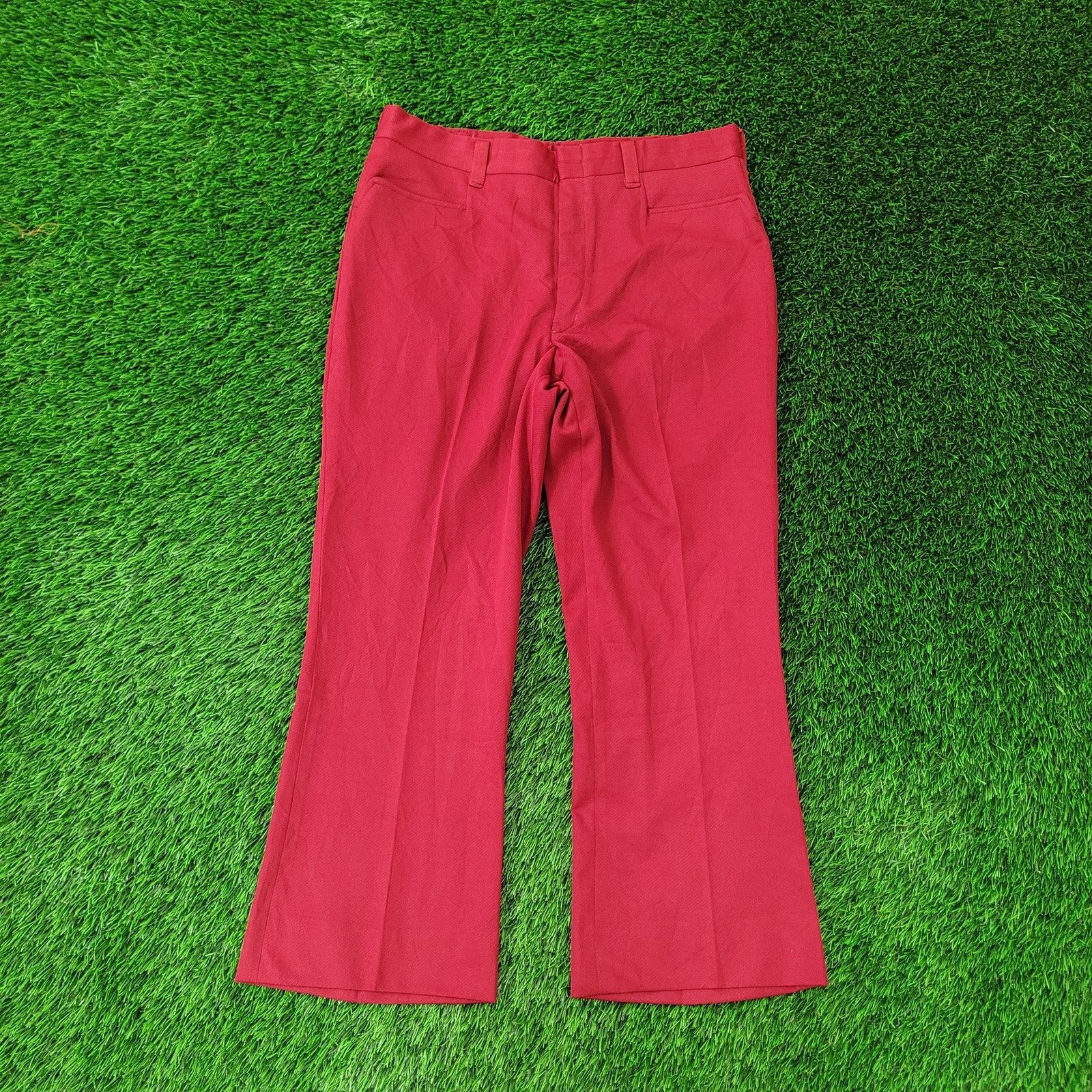 Vintage 80's Disco Hippie Bootcut Pants Womens 14 34X27 Red (Size 36)