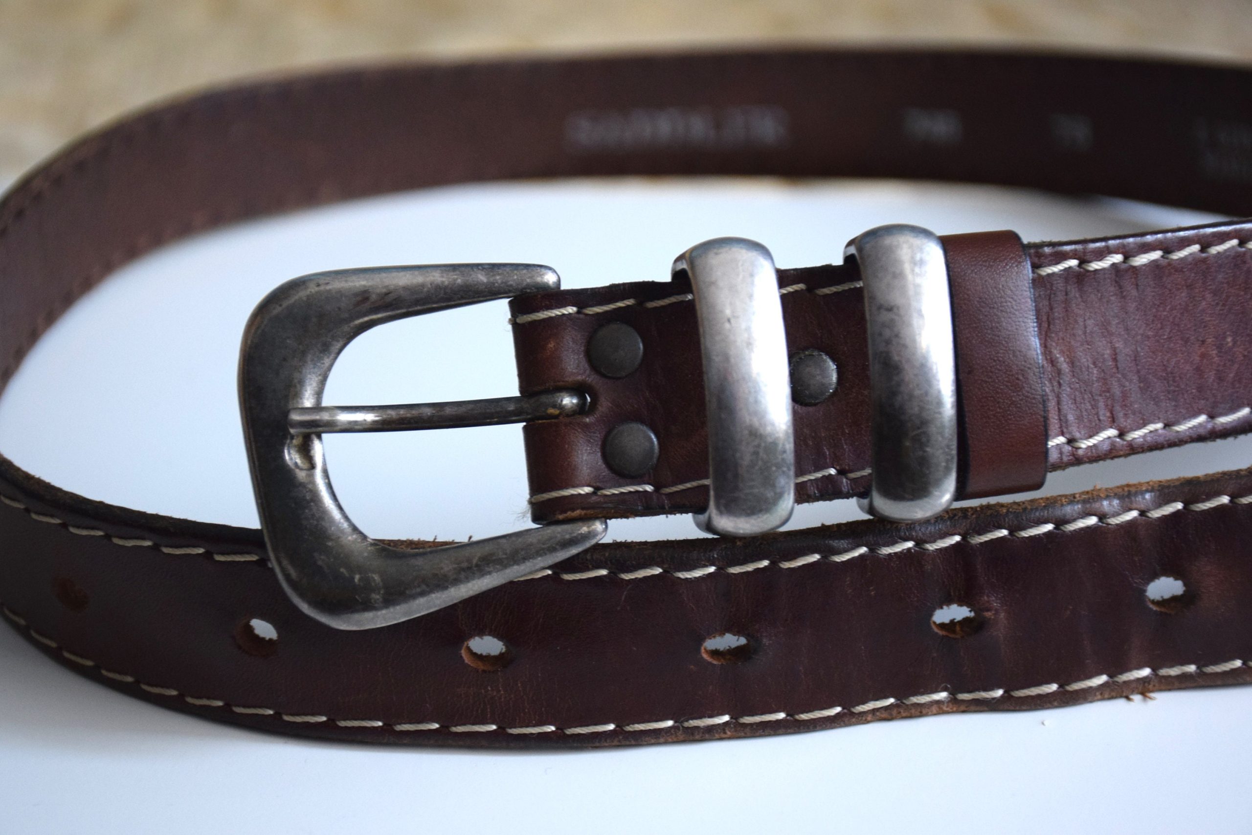 Vintage 90S Saddler Belt, High Waist Brown Leather Belt With A Silver Metal Buckle, 75cm, Grunge Jeans Made in Holland