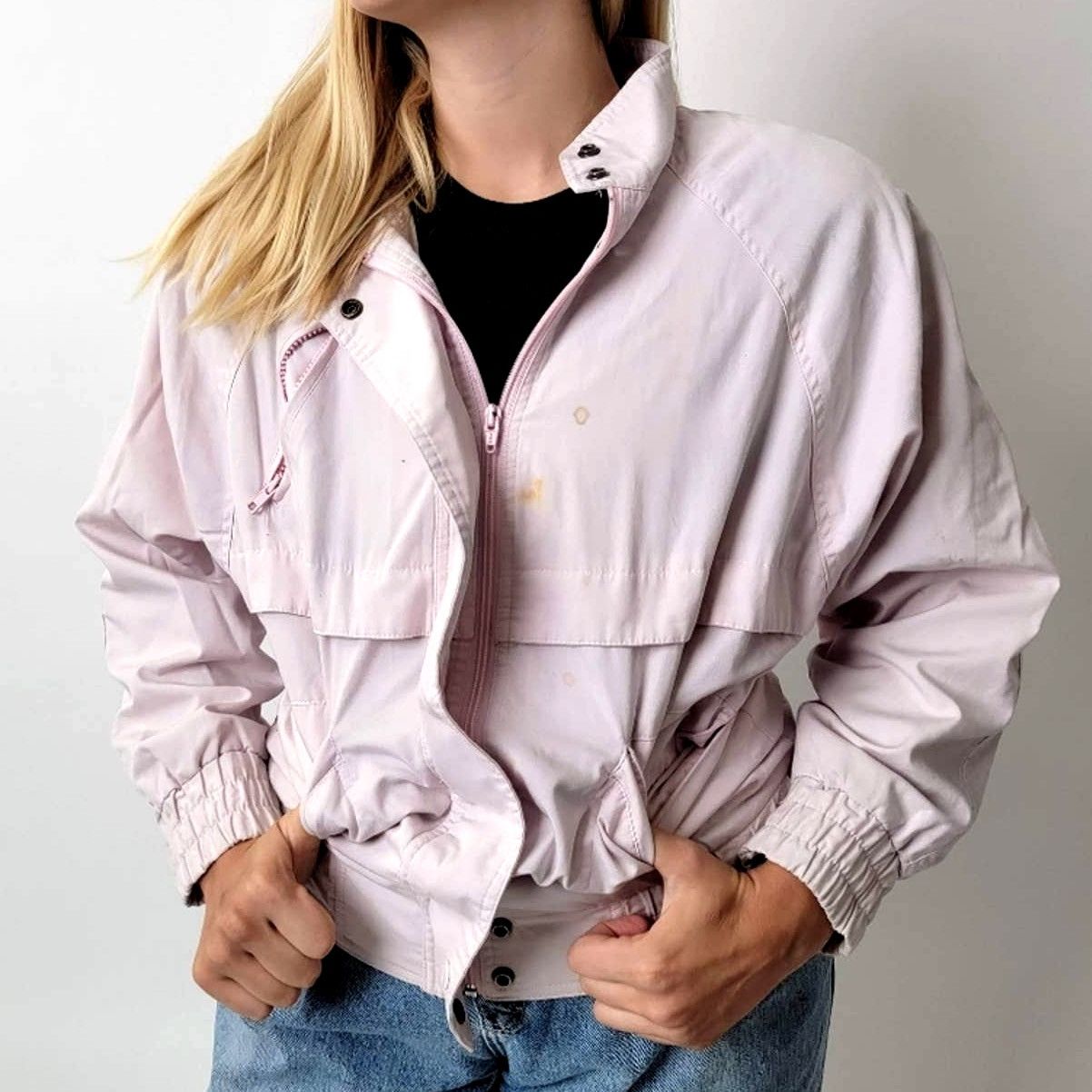 Vintage 90's Lightweight Bomber Jacket in Pink, Women's (Size Medium)