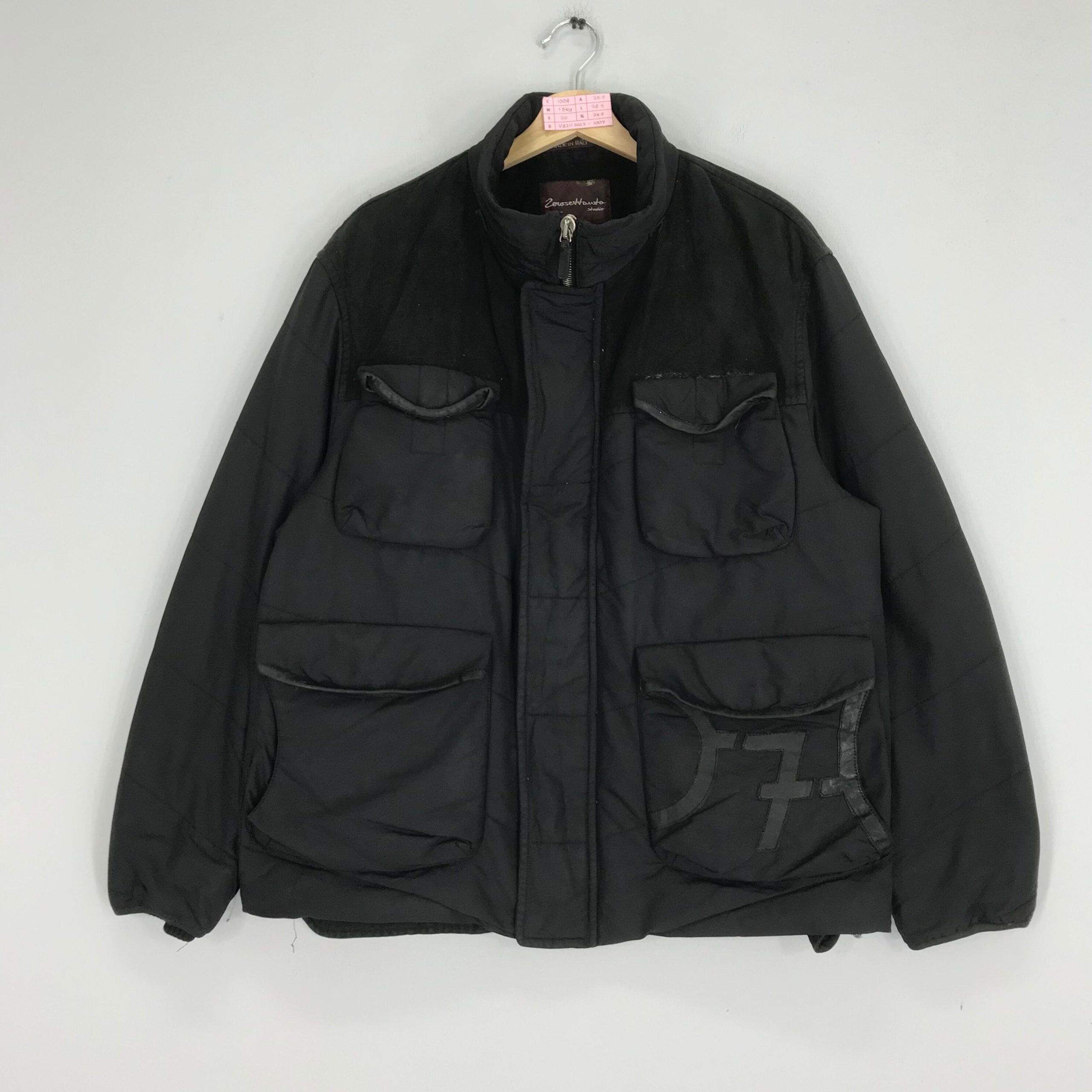 Vintage 90's Retro Bomber Jacket Black Four Pocket Classic Style Zipper Tactical Utility Multiple Size L