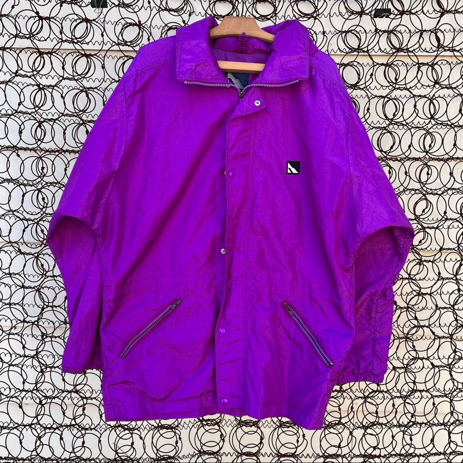 Vintage 90's Serac Purple Nylon Oversized Windbreaker Roll Up Hood, Women's (Size Medium)