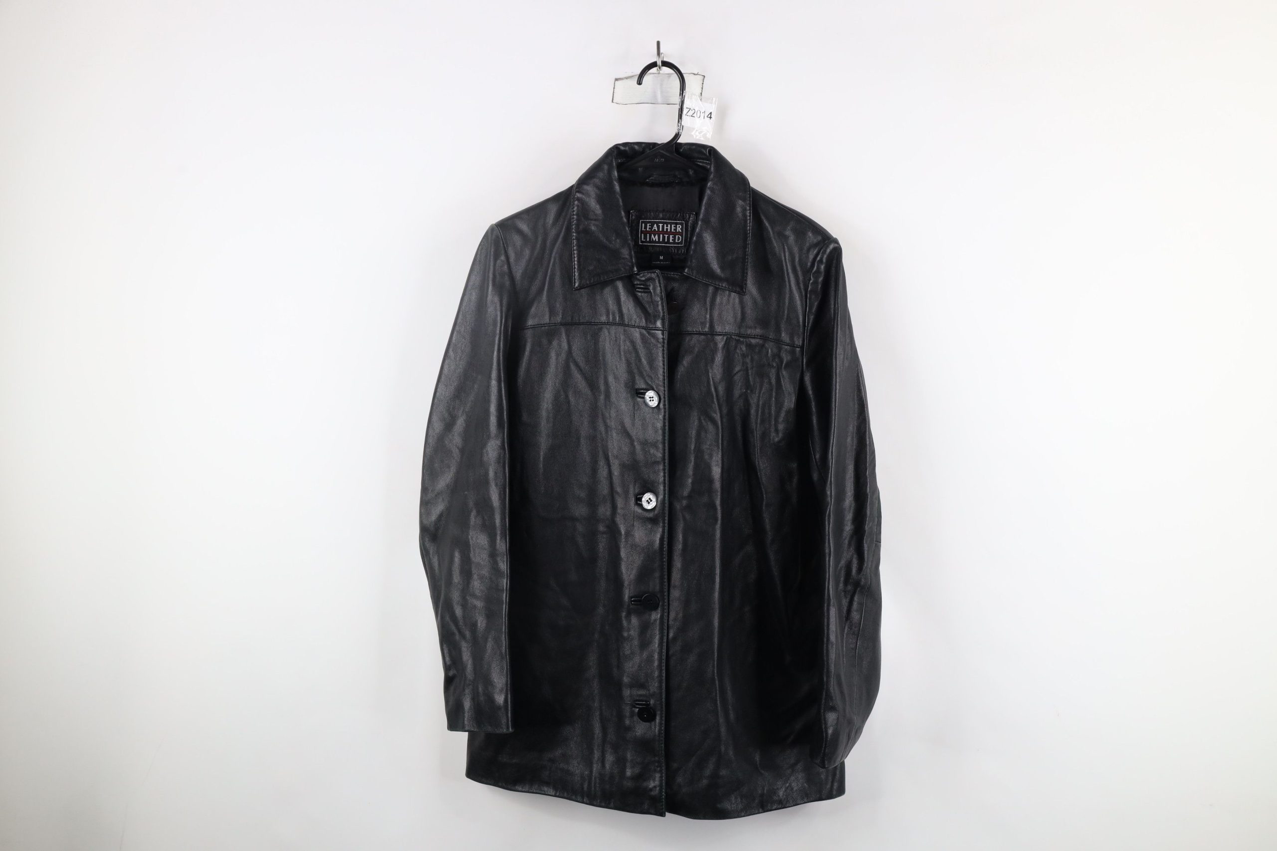 Vintage 90's Streetwear Leather Button Shirt Jacket Shacket in Black, Women's (Size Medium)