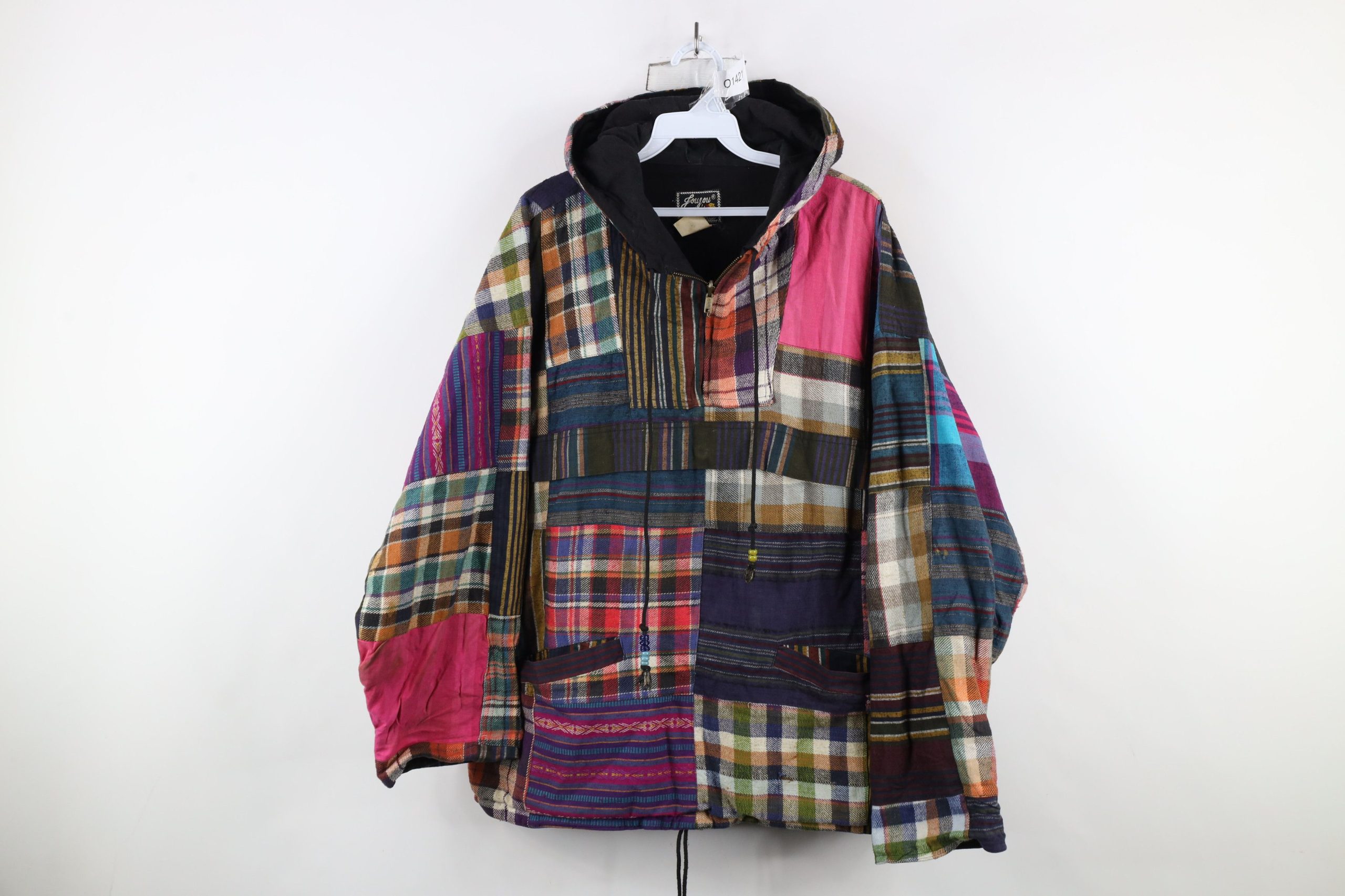 Vintage 90's Streetwear Quilt Patchwork Hooded Anorak Jacket, Women's