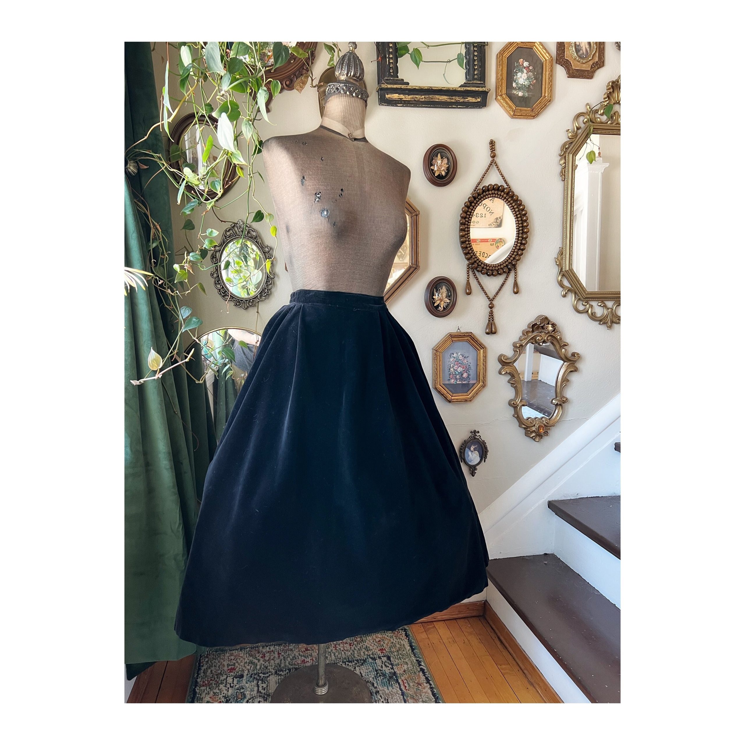 Vintage By Petti Black Velvet Circle Skirt