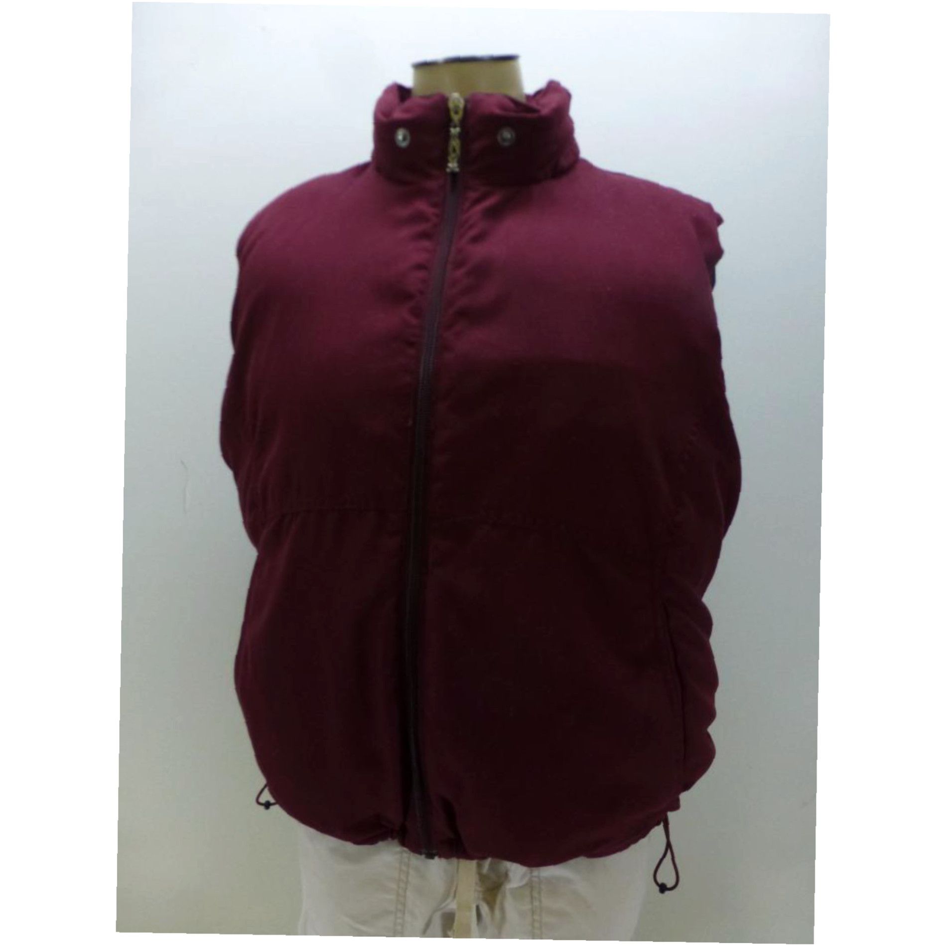 Vintage Cabelas Goose Down Puffer Maroon Zip Up Vest Jacket Coat Warm Womens Size Large in White