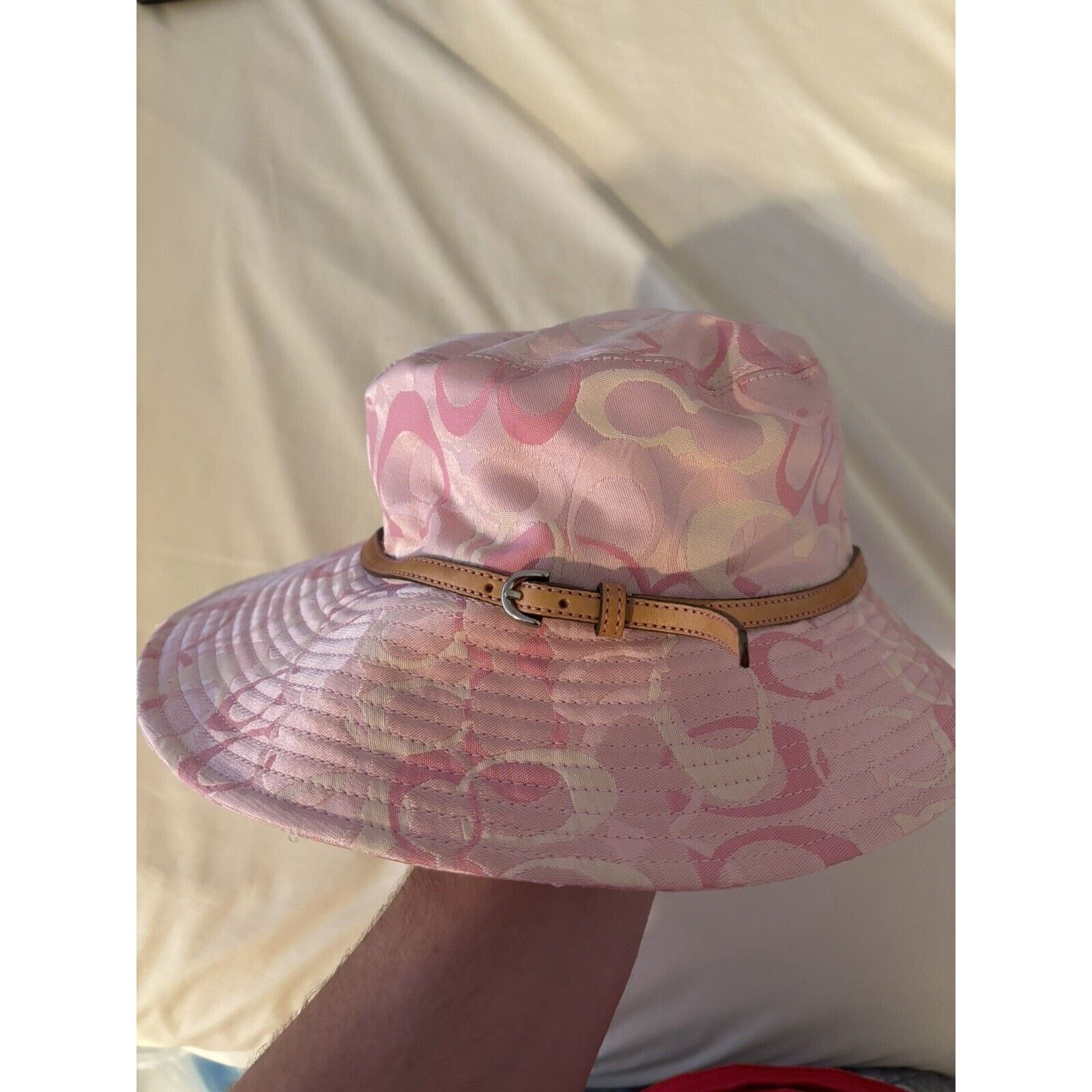 Vintage Coach Y2K Bucket Hat Print Pastel Pink Size Small, Women's