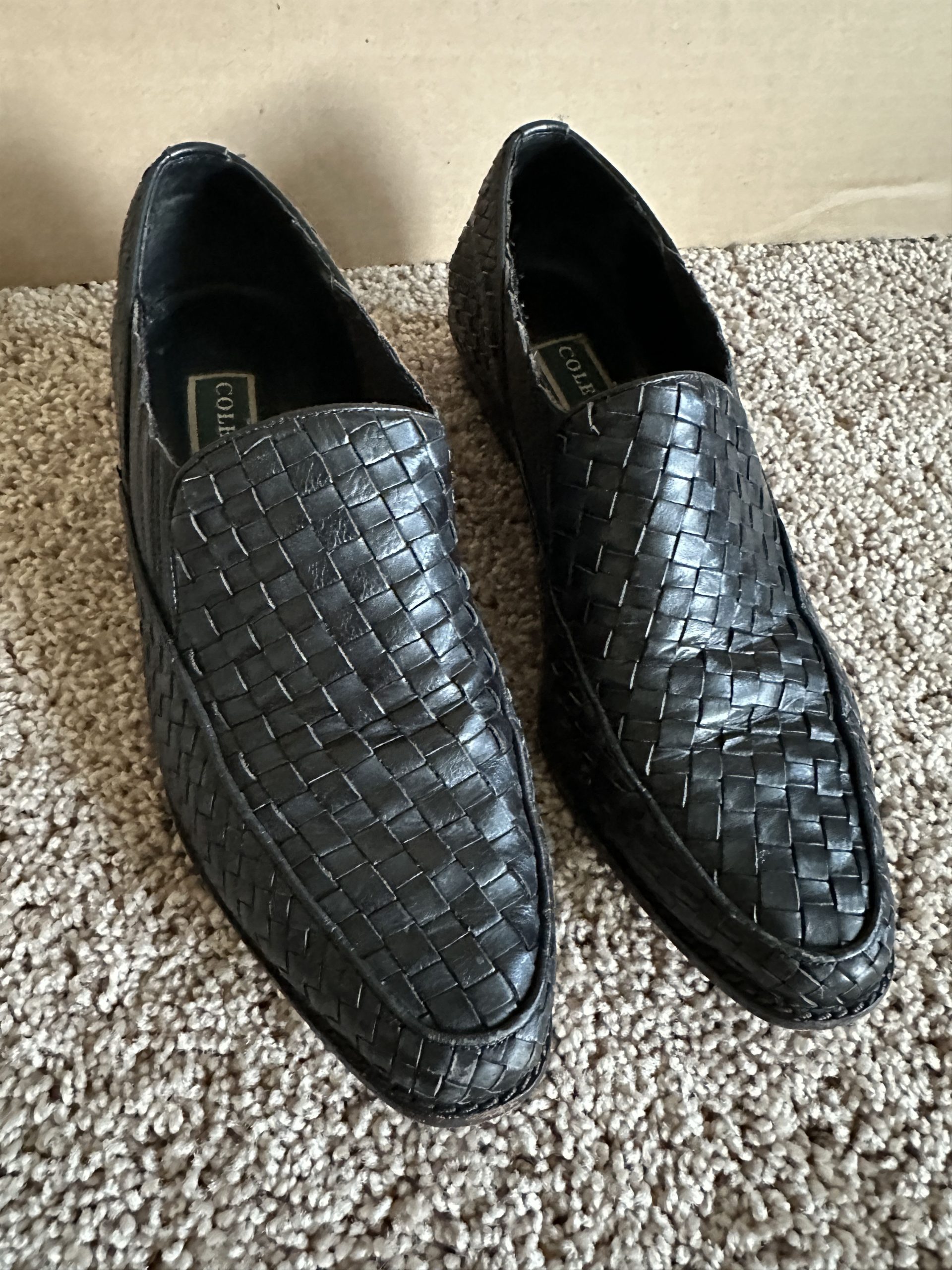 Vintage Cole Haan Black Woven Leather Loafers Women's 8.5B