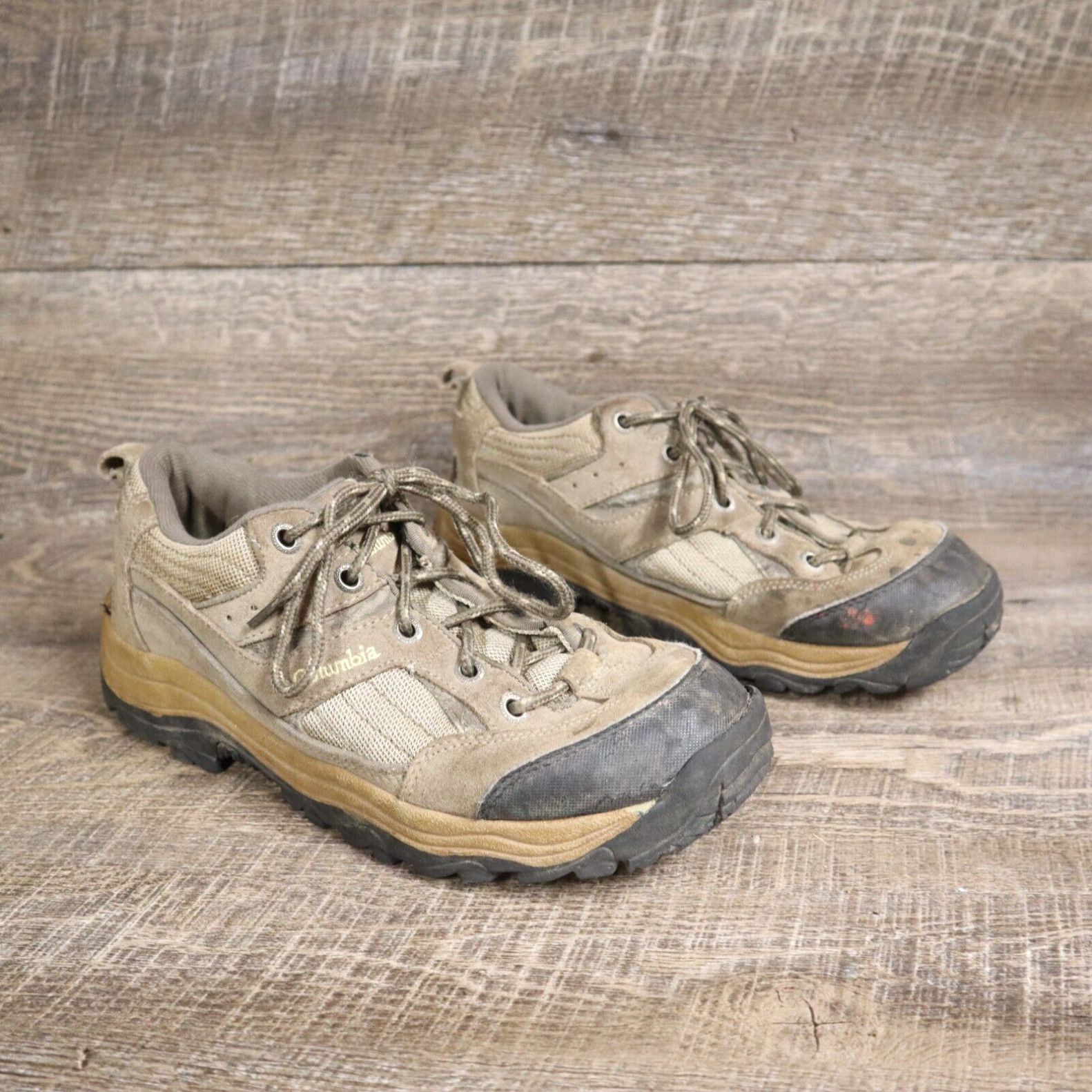 Vintage Columbia Razor Ridge Low Ii Hiking Boots Bl3156-365 Suede And Mesh Women's Size 10 in White