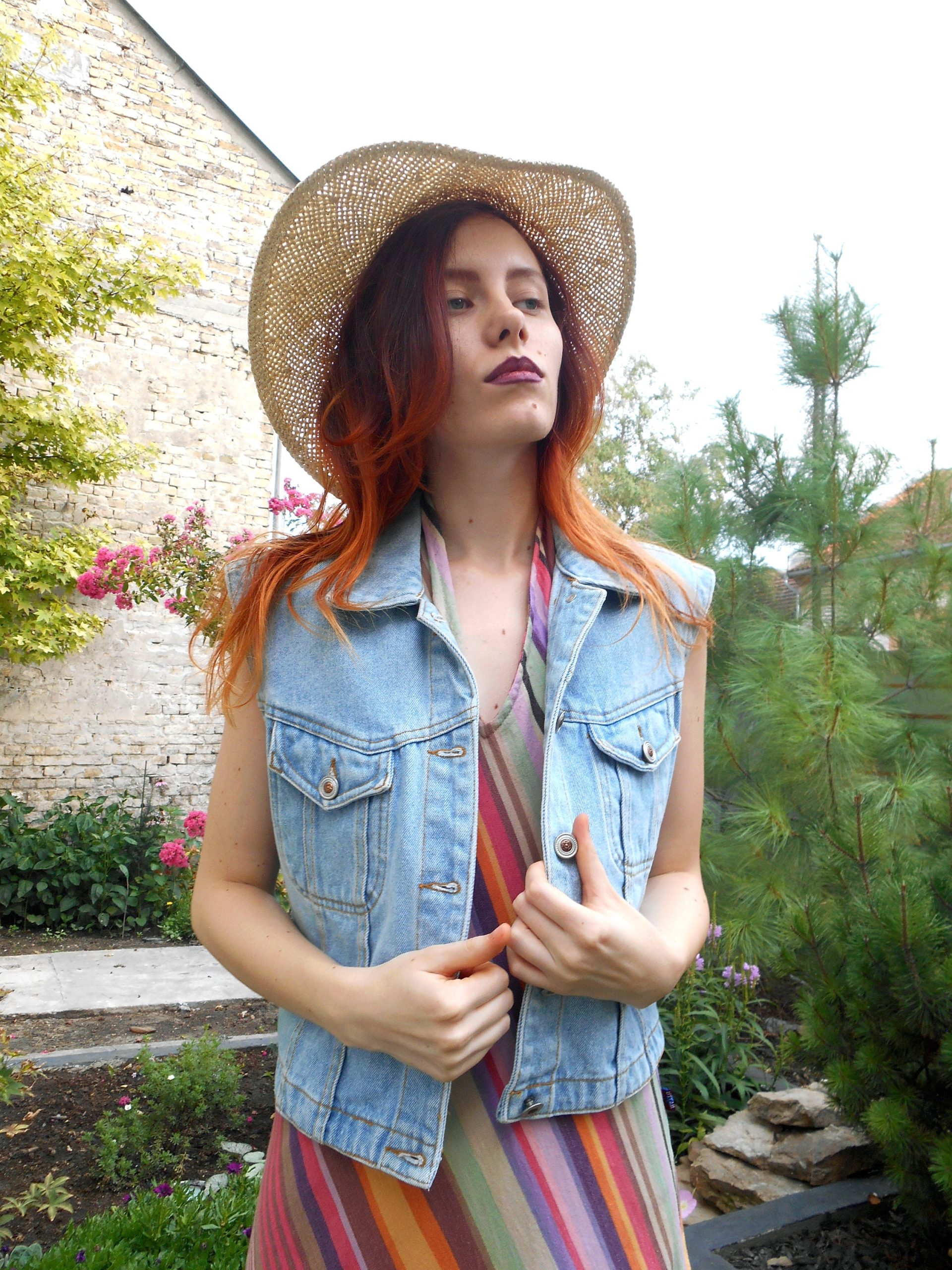 Vintage Denim Vest 80S, Light Blue Waistcoat, Gilet