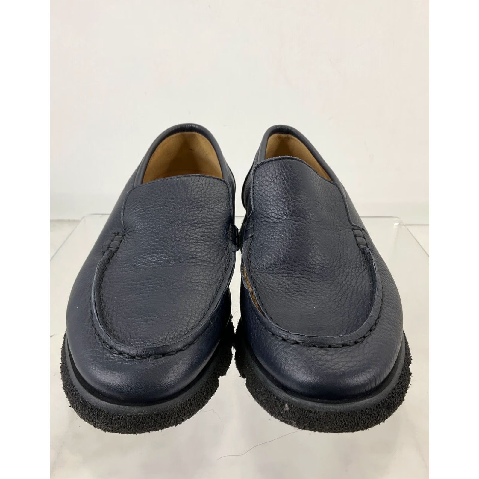 Vintage Donatello "augusta" Navy Blue Pebbled Leather Chunky Loafers 8.5 Italy in White, Women's