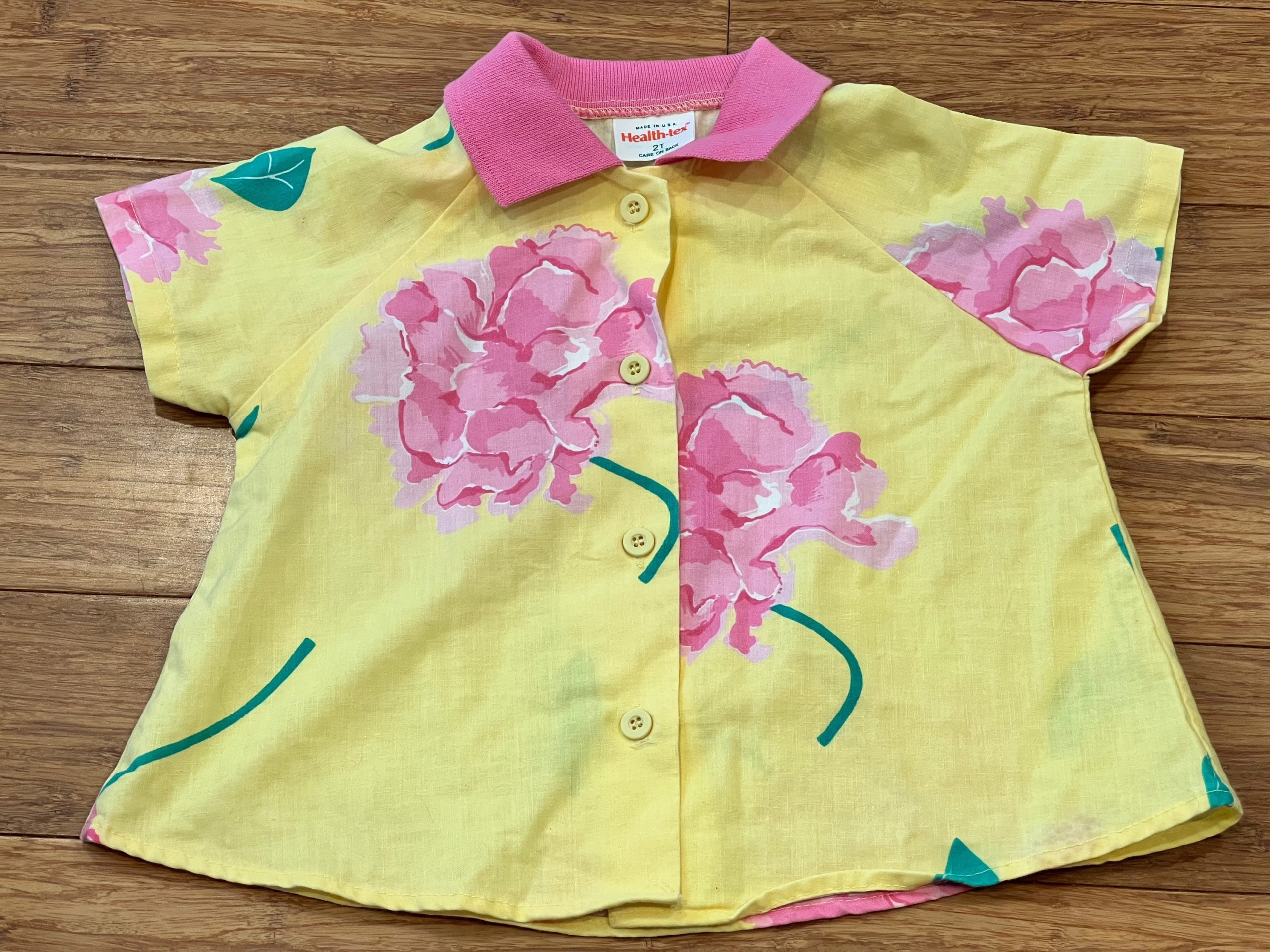 Vintage Floral Healthtex Polo Top Tagged 2T