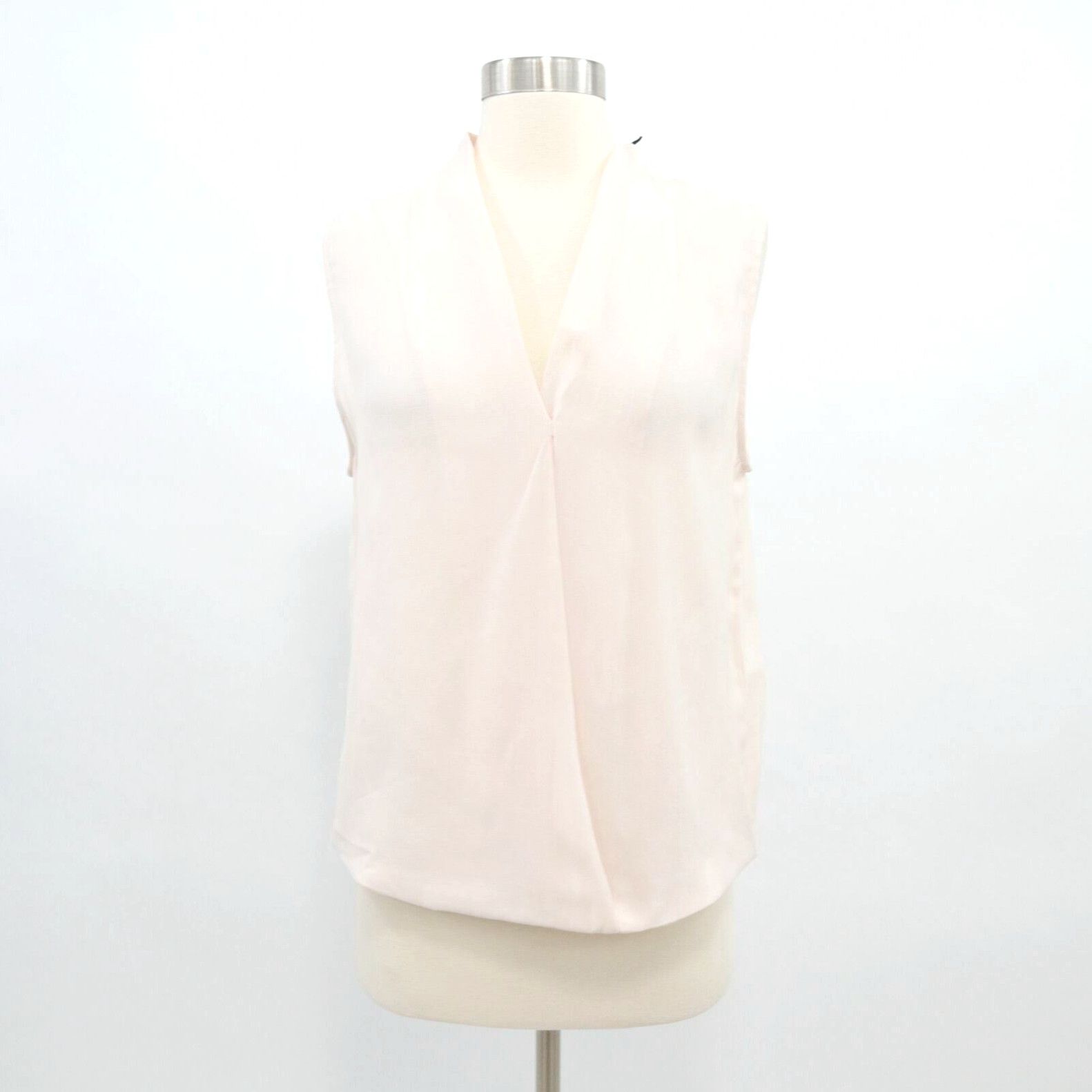 Vintage Fornarina Blouse Faux Wrap Top Womens L Large New Beige Sleeveless Maya Perl in White